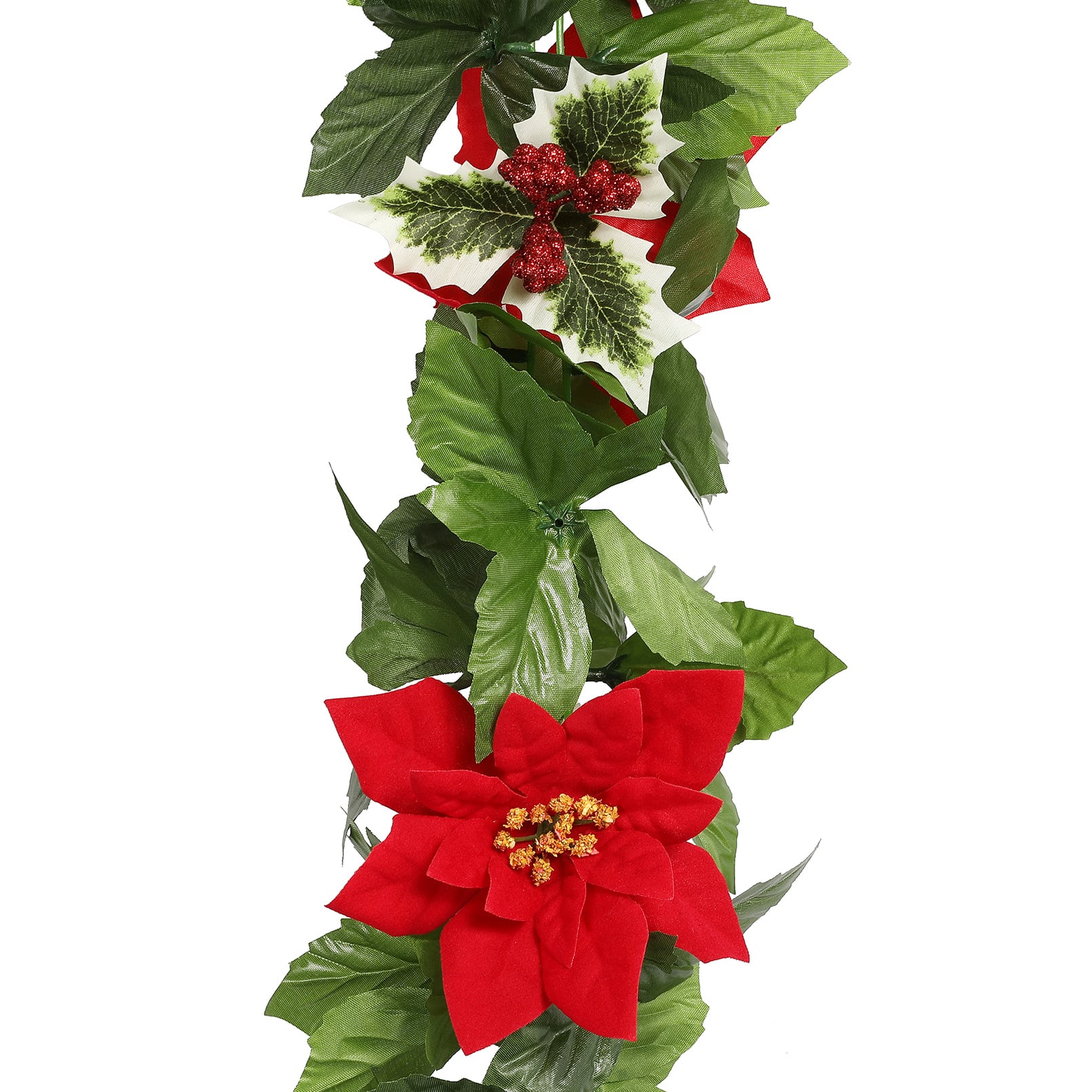 6ft. Green &#x26; Red Poinsettia &#x26; Holly Chain Garland by Ashland&#xAE;