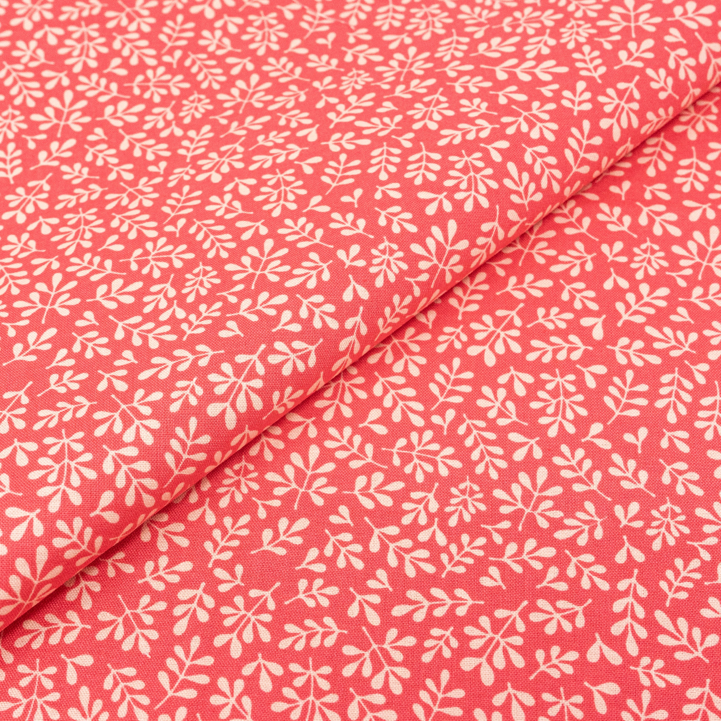 SINGER Pink Leaves Cotton Fabric