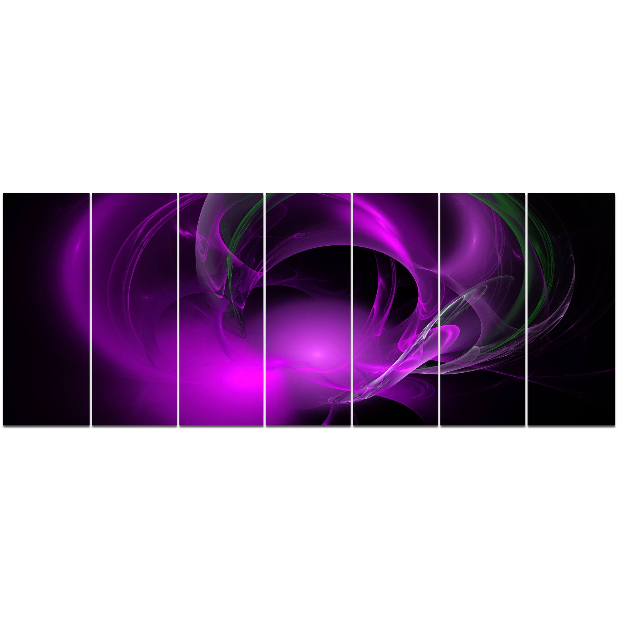 Designart - Purple Fractal Galactic Nebula - Abstract Wall Art Canvas
