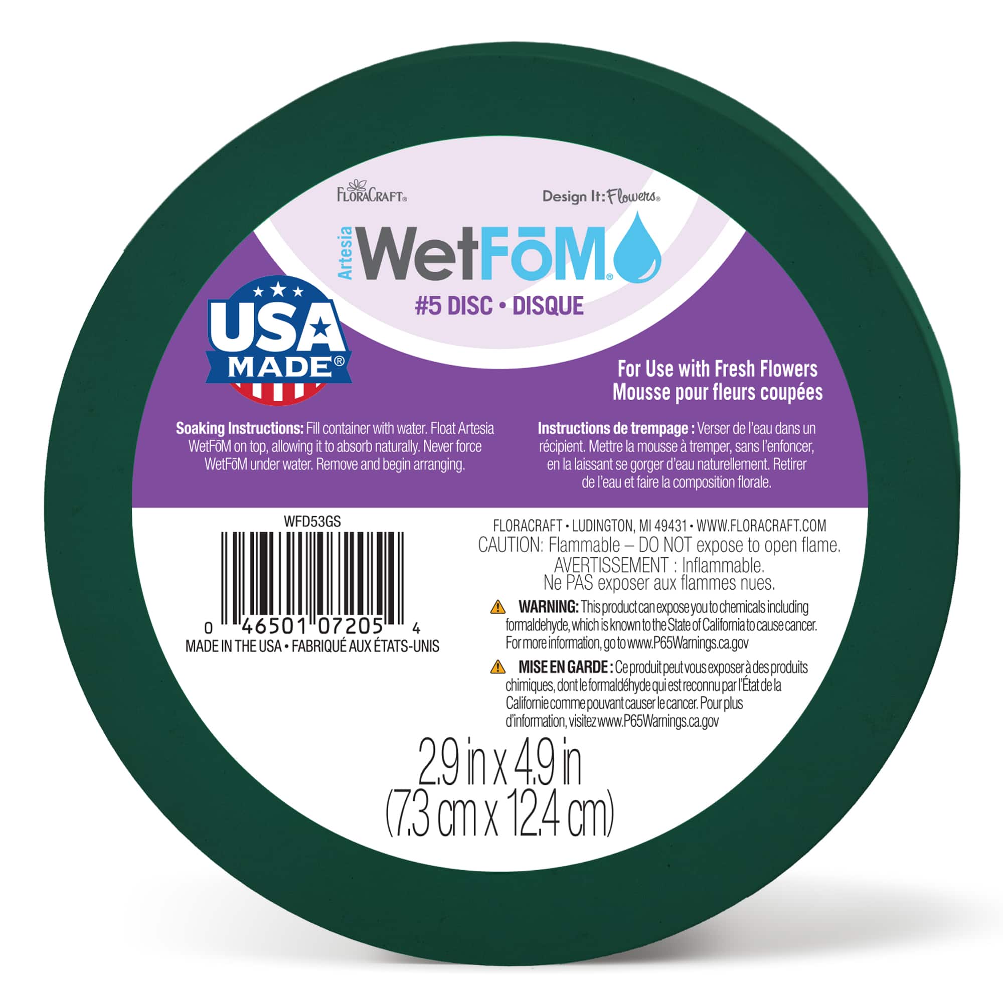 FloraCraft&#xAE; 3&#x22; x 5&#x22; Green Artesia WetF&#x14D;M&#xAE; Disc
