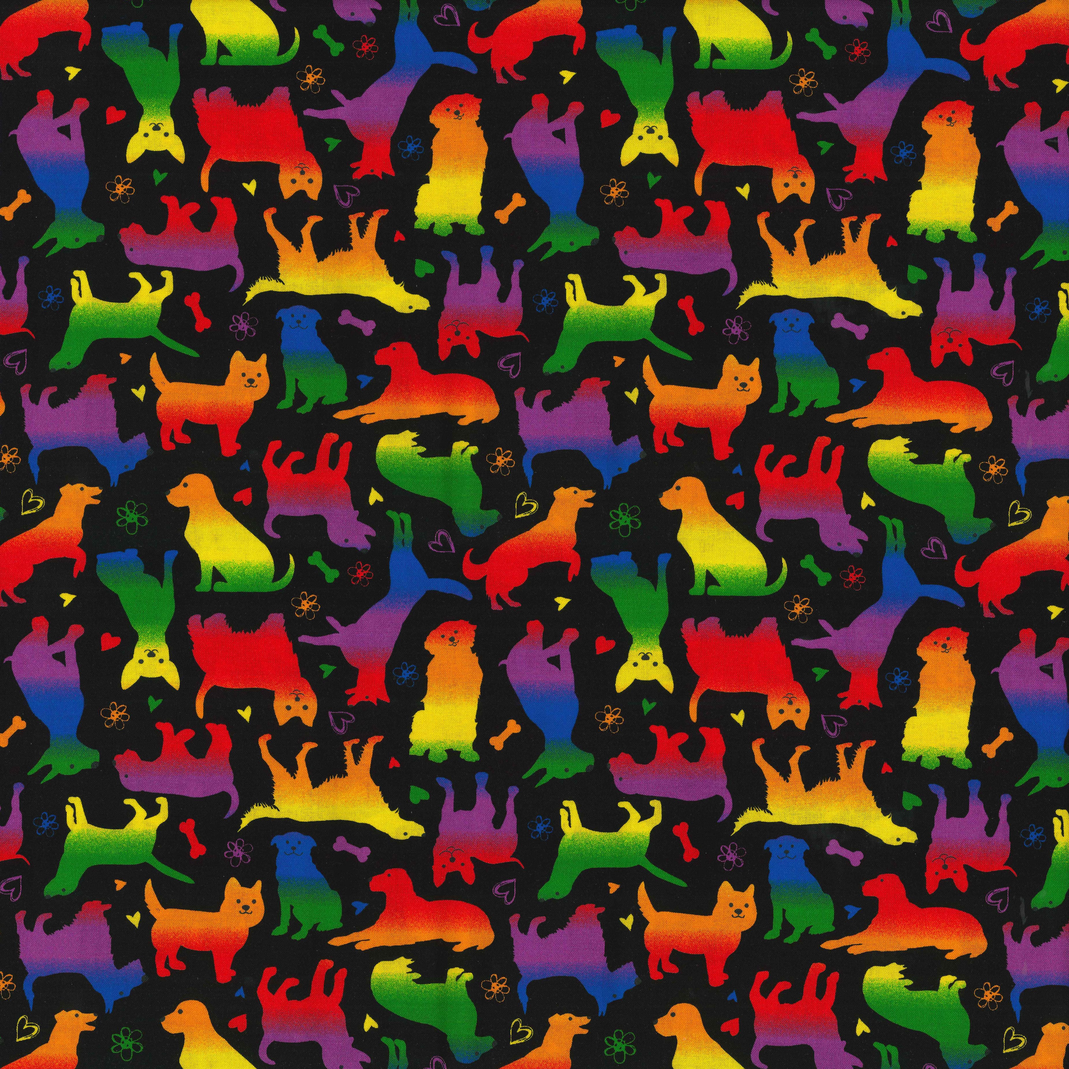Fabric Traditions Rainbow Dogs Cotton Fabric