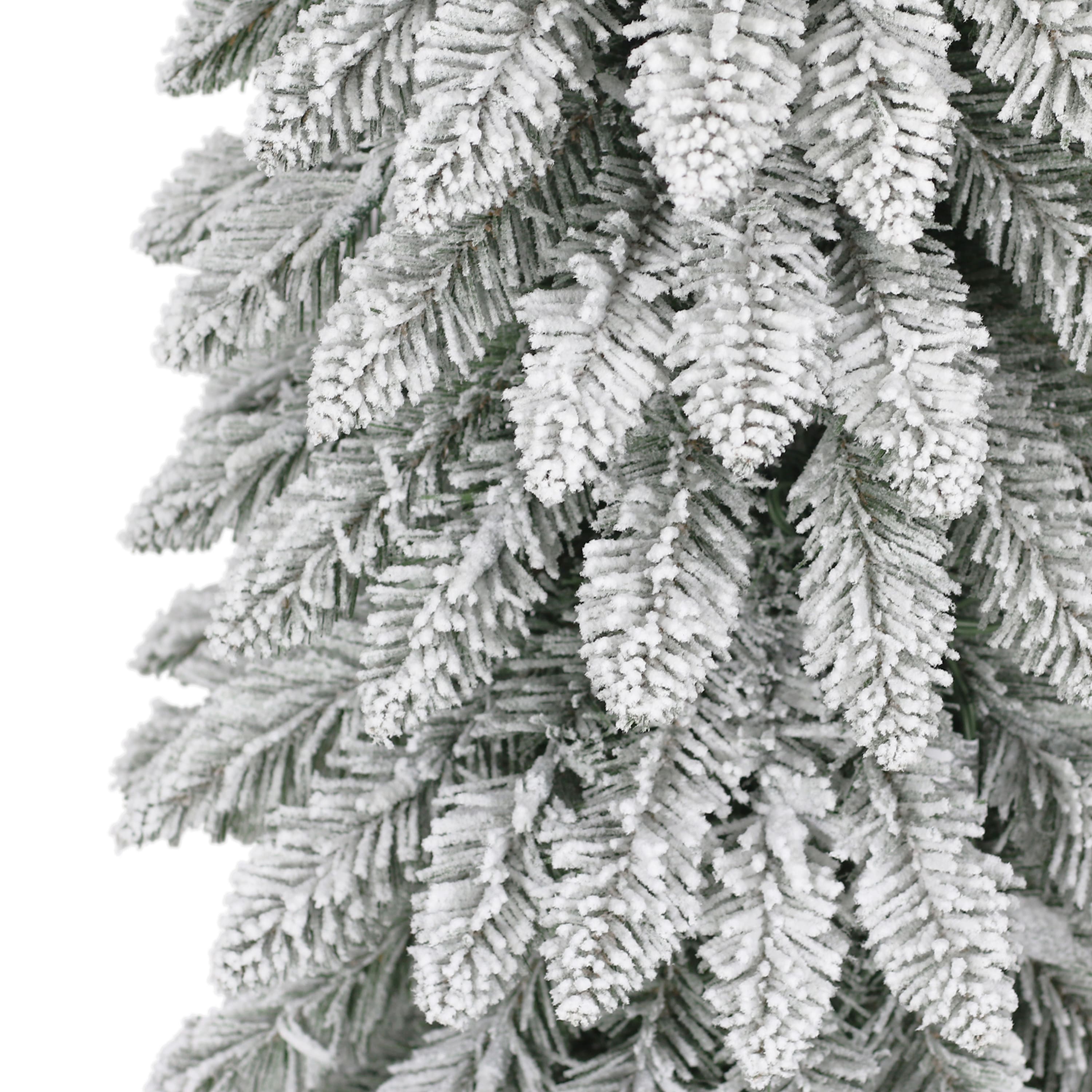 7ft. Pre-Lit Flocked Artificial Alpine Pencil Tree, Clear Lights