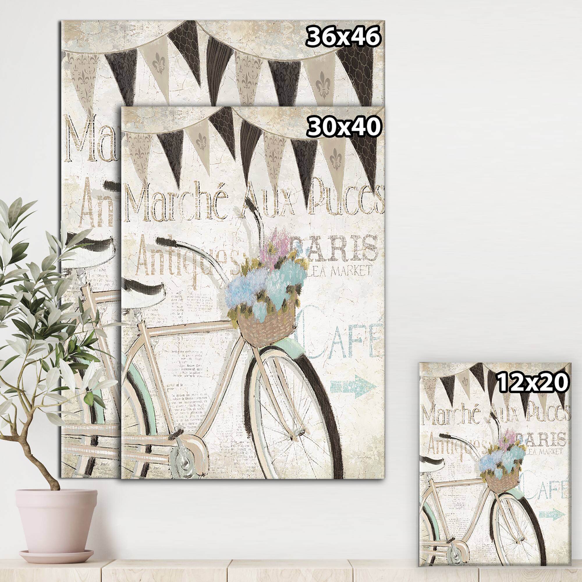 Designart - French Bicycle Flea Market I - French Country Canvas Artwork
