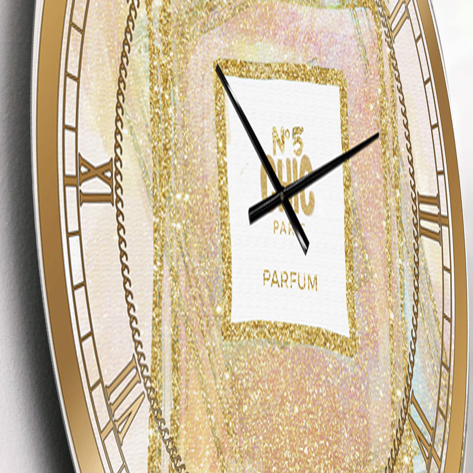 Designart 'Chic Nr 5 Paris Parfum I Oversized Fashion Wall Clock
