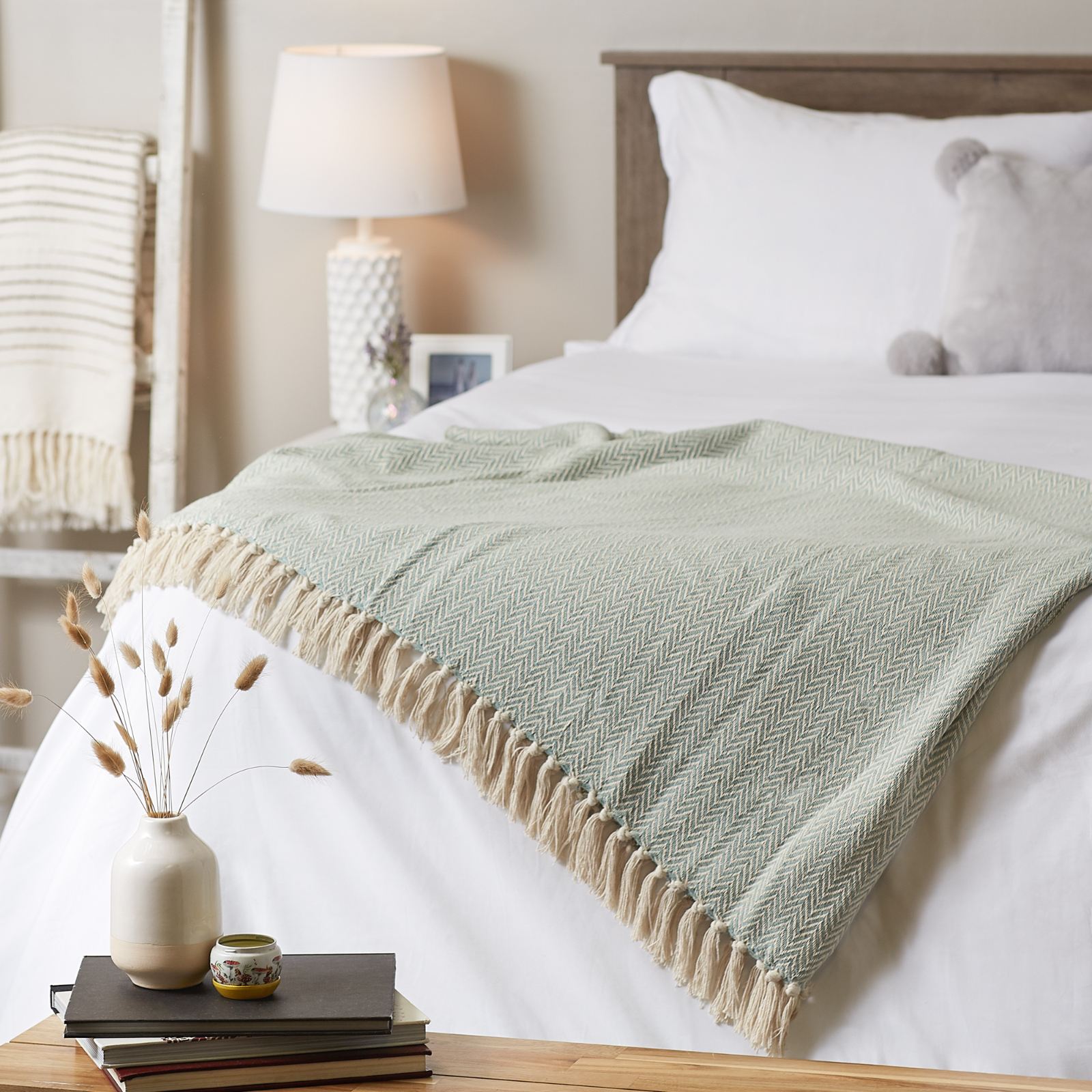Copriletto DII In Cotone Handloom Slub A Righe – 127x152 Cm, Con Frange, Variegato Brown