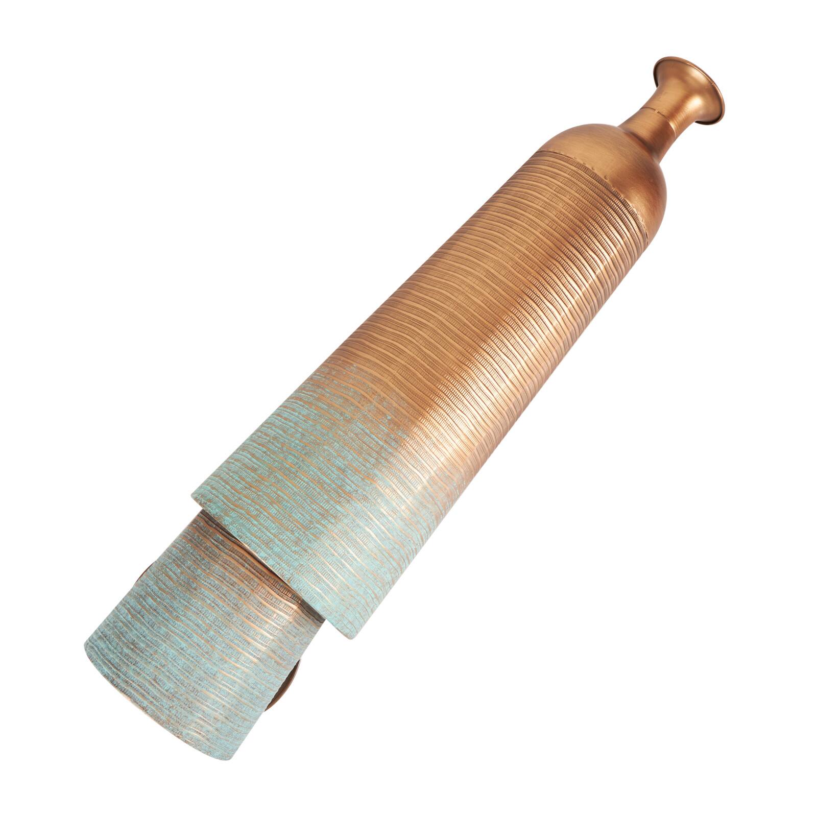Distressed Ombre Copper Ribbed Vase Set