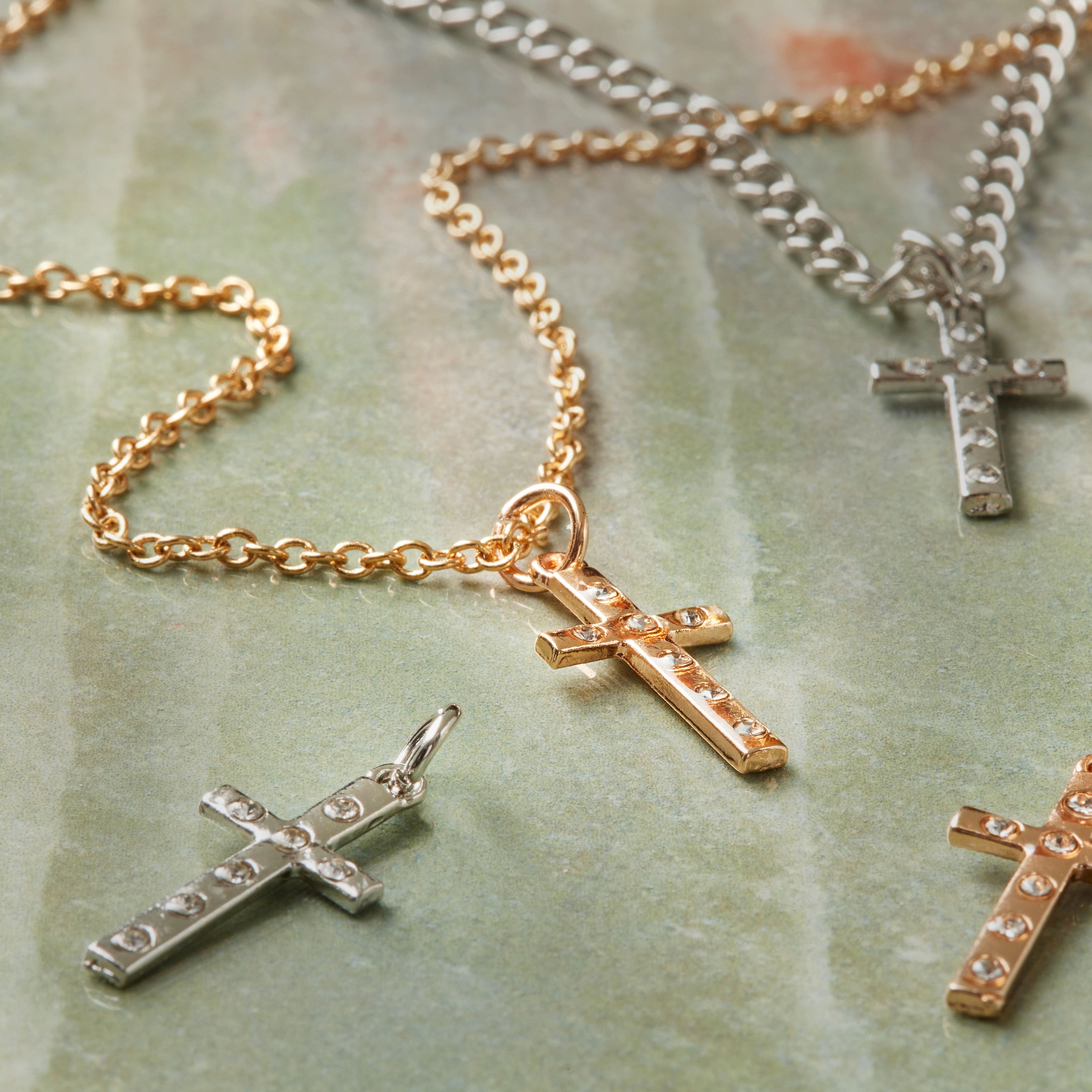 12 Packs: 6 ct. (72 total) Charmalong™ Bling Cross Charms by Bead Landing™