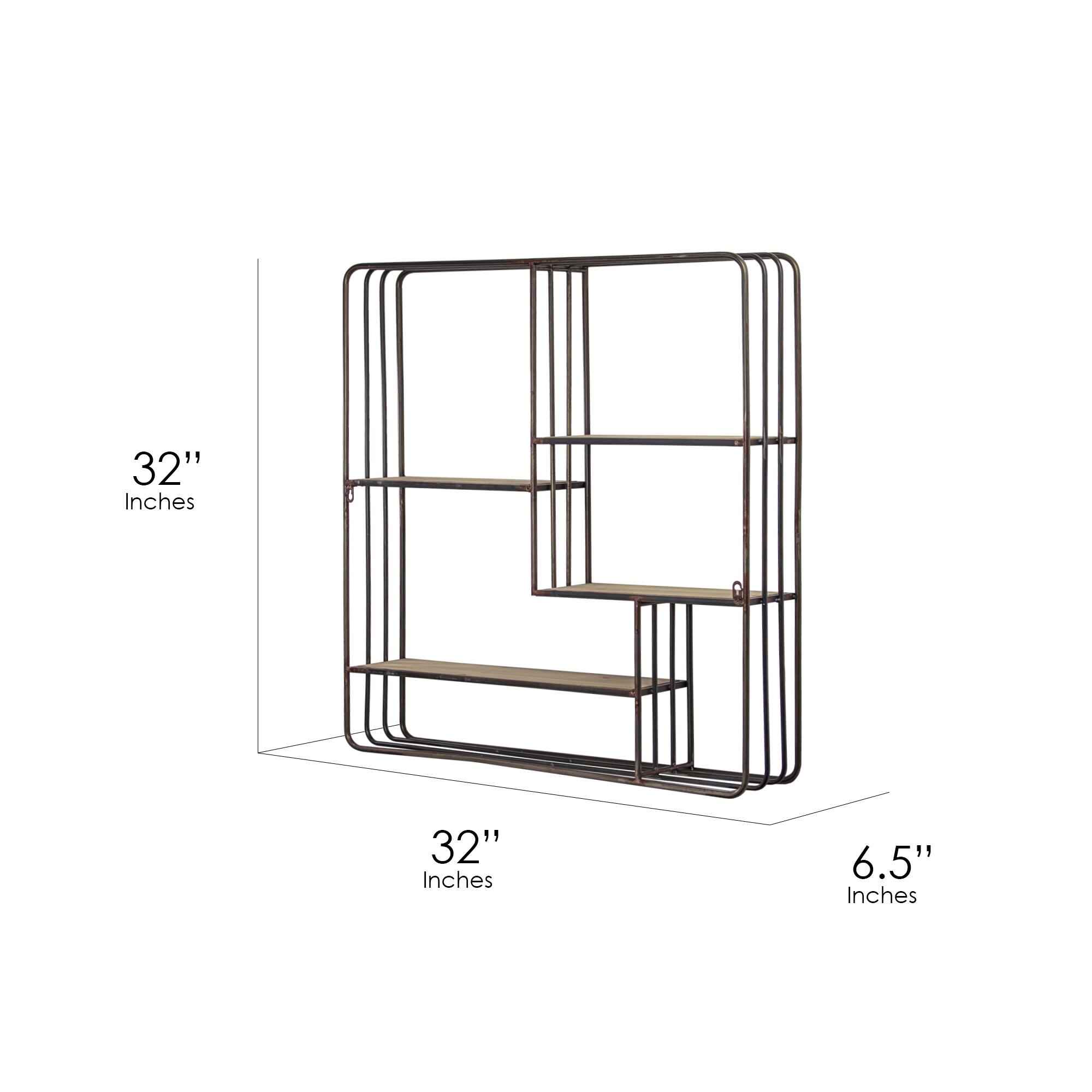 Rustic Wood &#x26; Metal Multi-Unit Hanging Wall Shelf