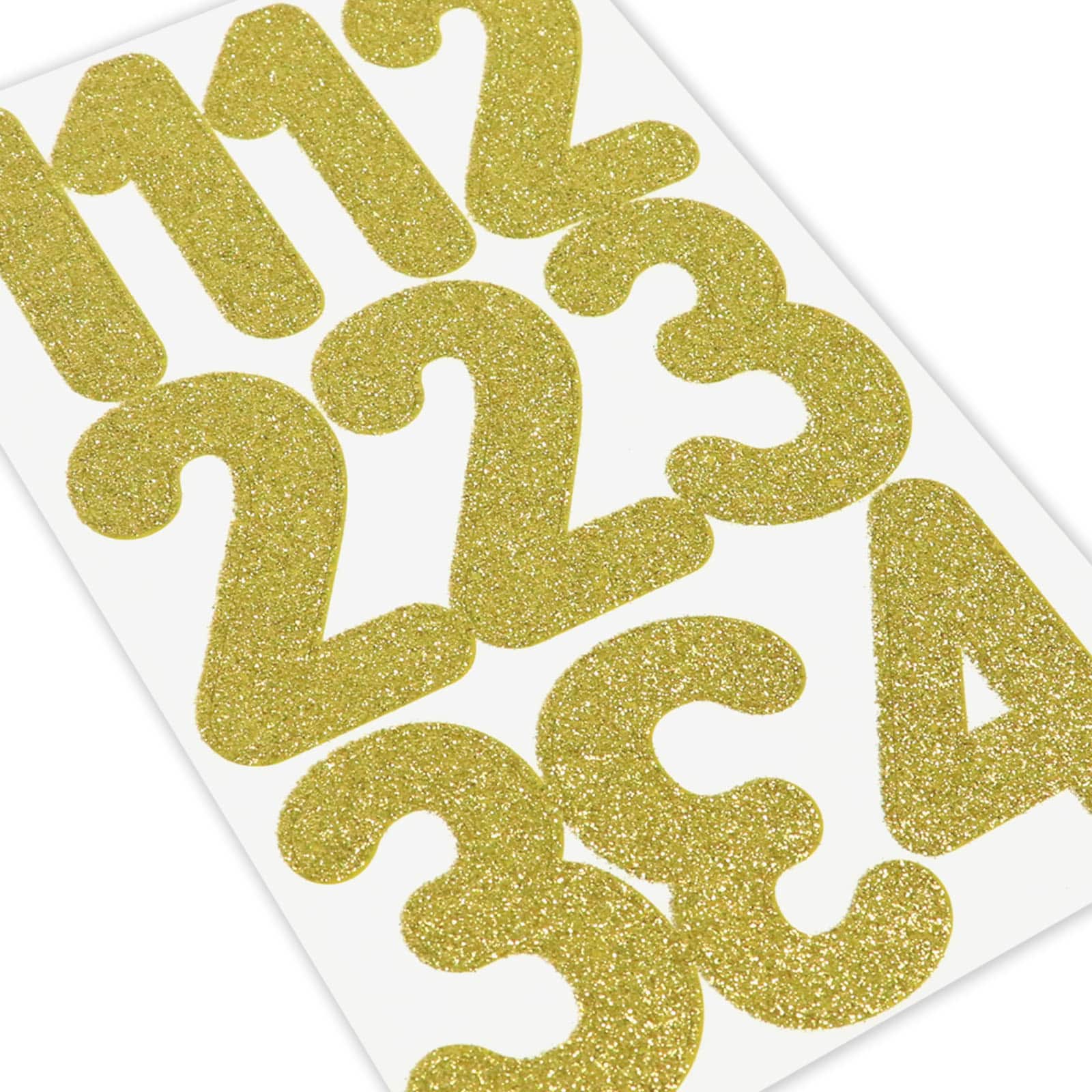 12 Pack: Gold Glitter Rounded Number Stickers by Recollections™