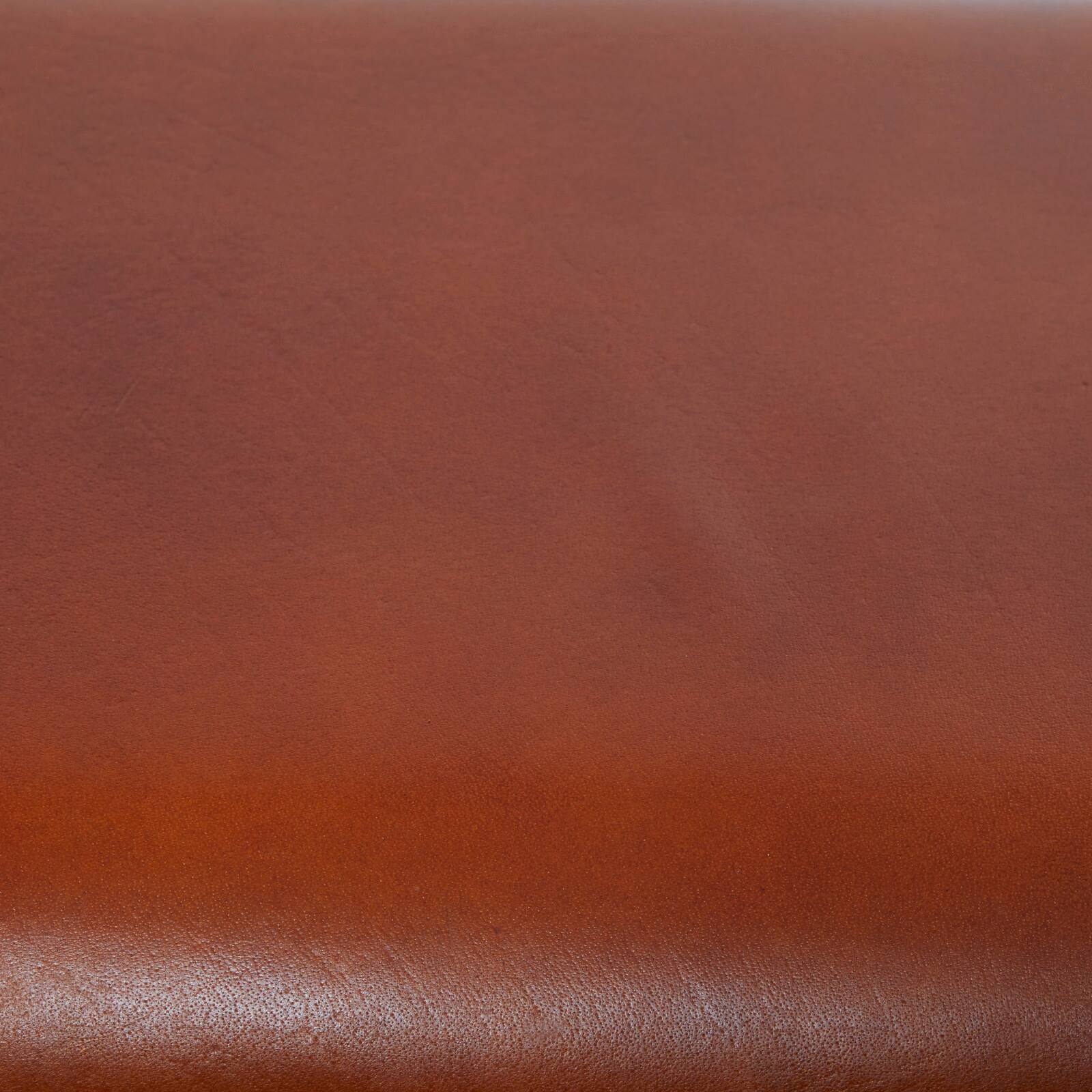 61" Brown Leather Bench with Slatted Lower Shelf