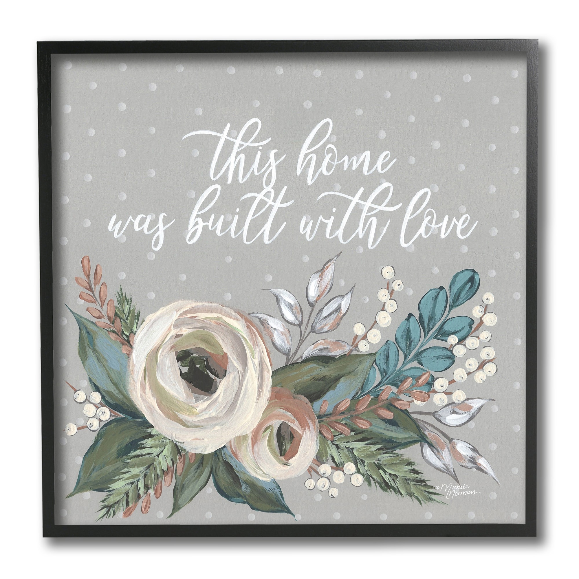 Stupell Industries Home Built With Love Quote Assorted Bouquet, 12" x 12"