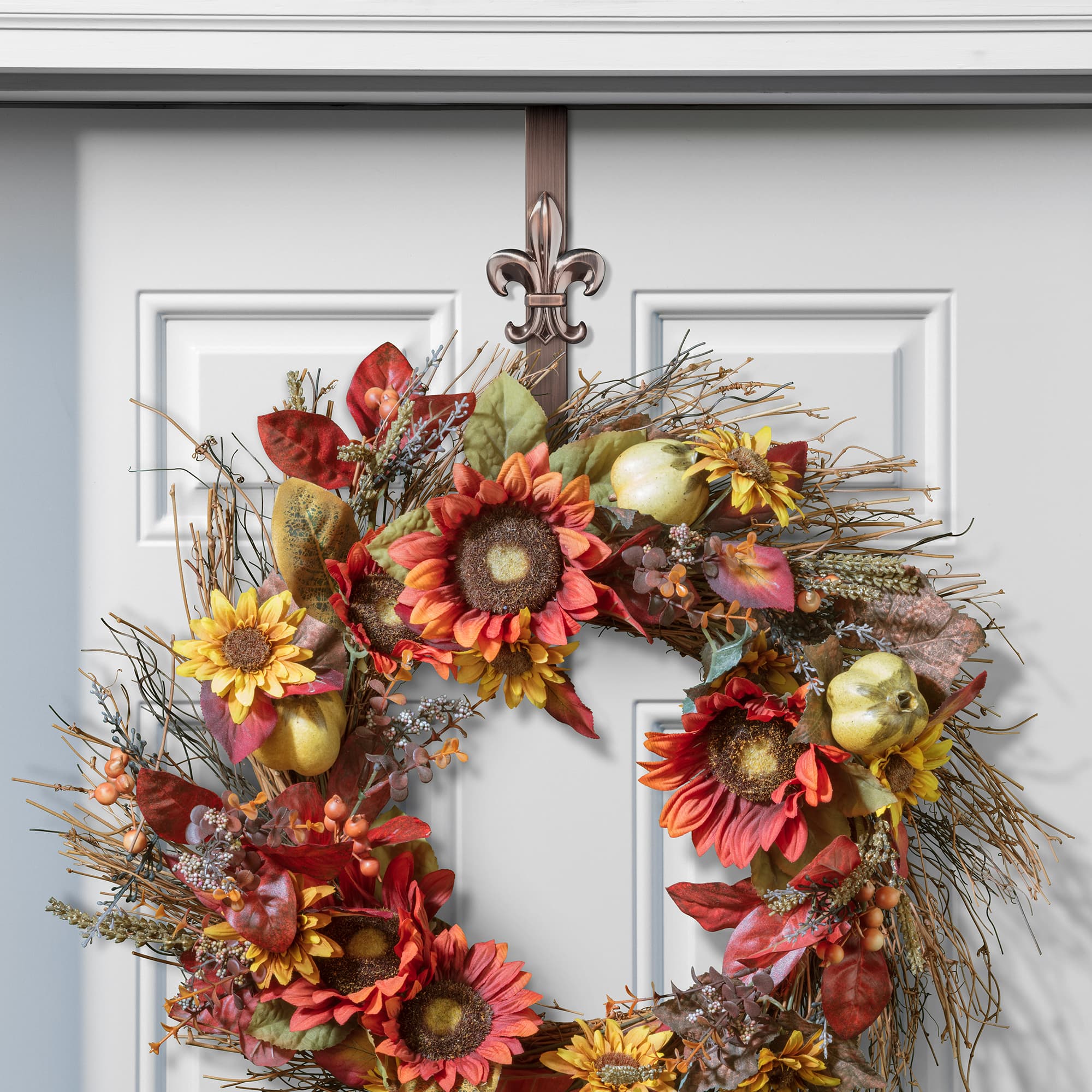 Haute Decor Rubbed Bronze Adjustable Wreath Hanger with Seasonal Icons