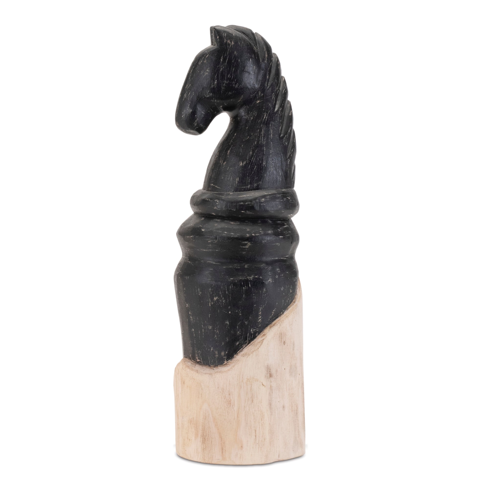 13.75" Black Mango Wood Knight Chess Piece Sculptures, 2ct.