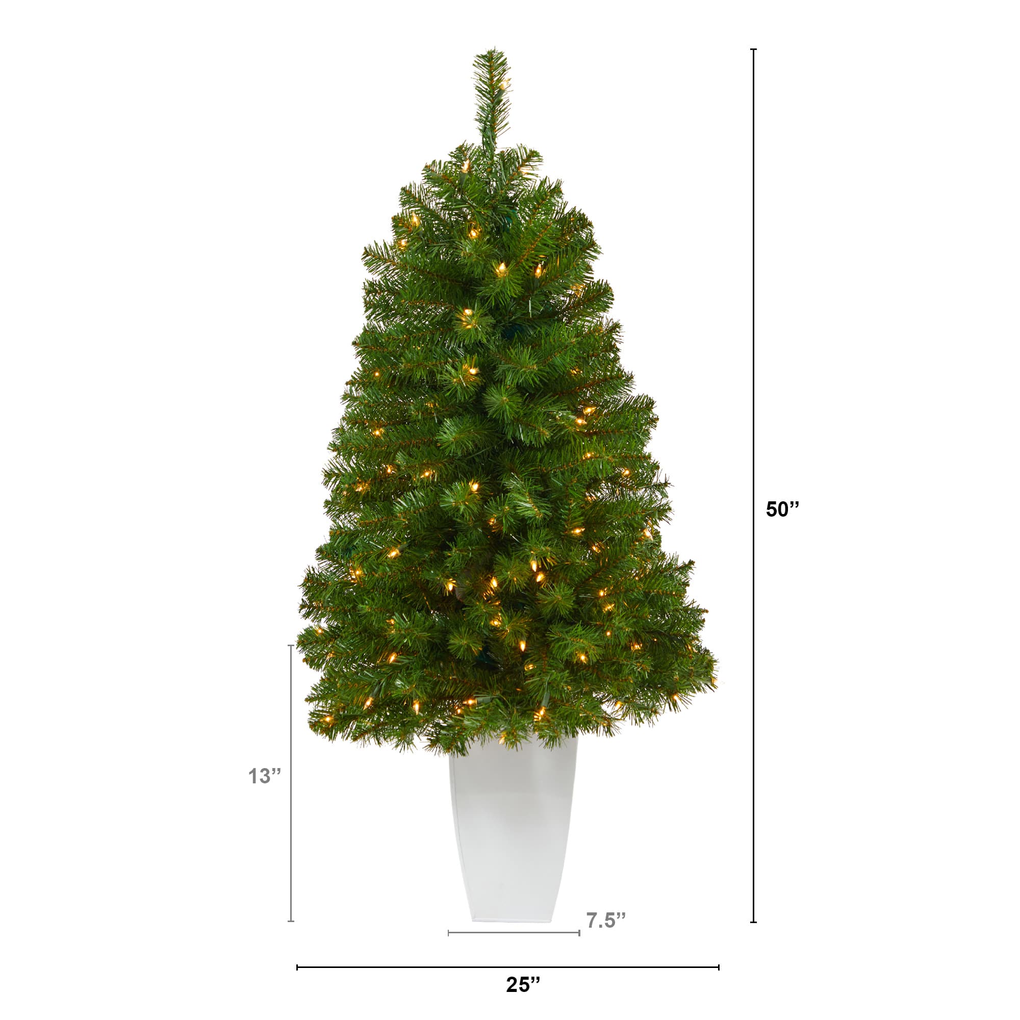 50 Pre Lit Virginia Fir Artificial Christmas Tree In White Metal Planter 100 Clear Lights Michaels