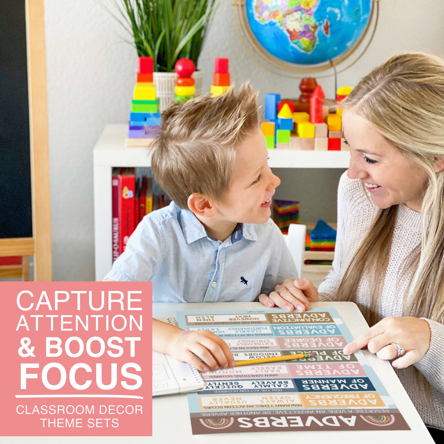 Hadley Designs 11" x 17" Boho Parts of Speech Language Arts and Grammar Laminated Posters Set