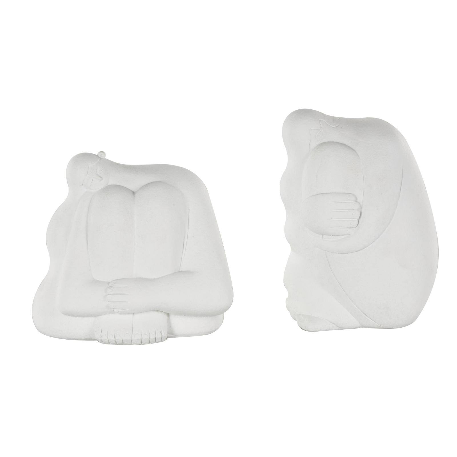 White Abstract Tucked Sitting People Sculpture Set