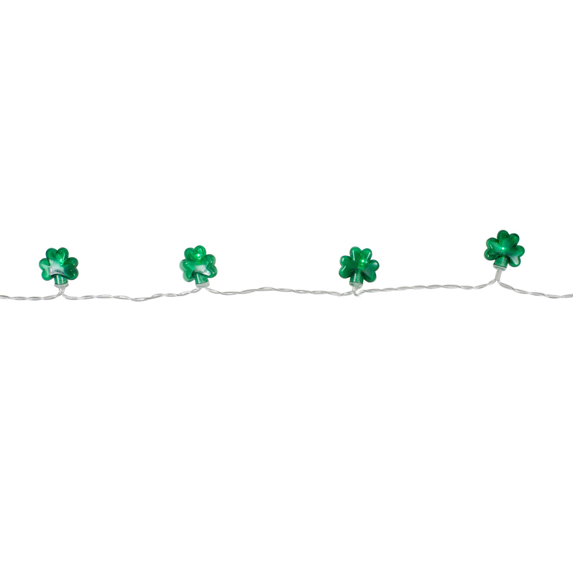 20ct. Green LED Mini St Patrick&#x27;s Day Shamrock Lights