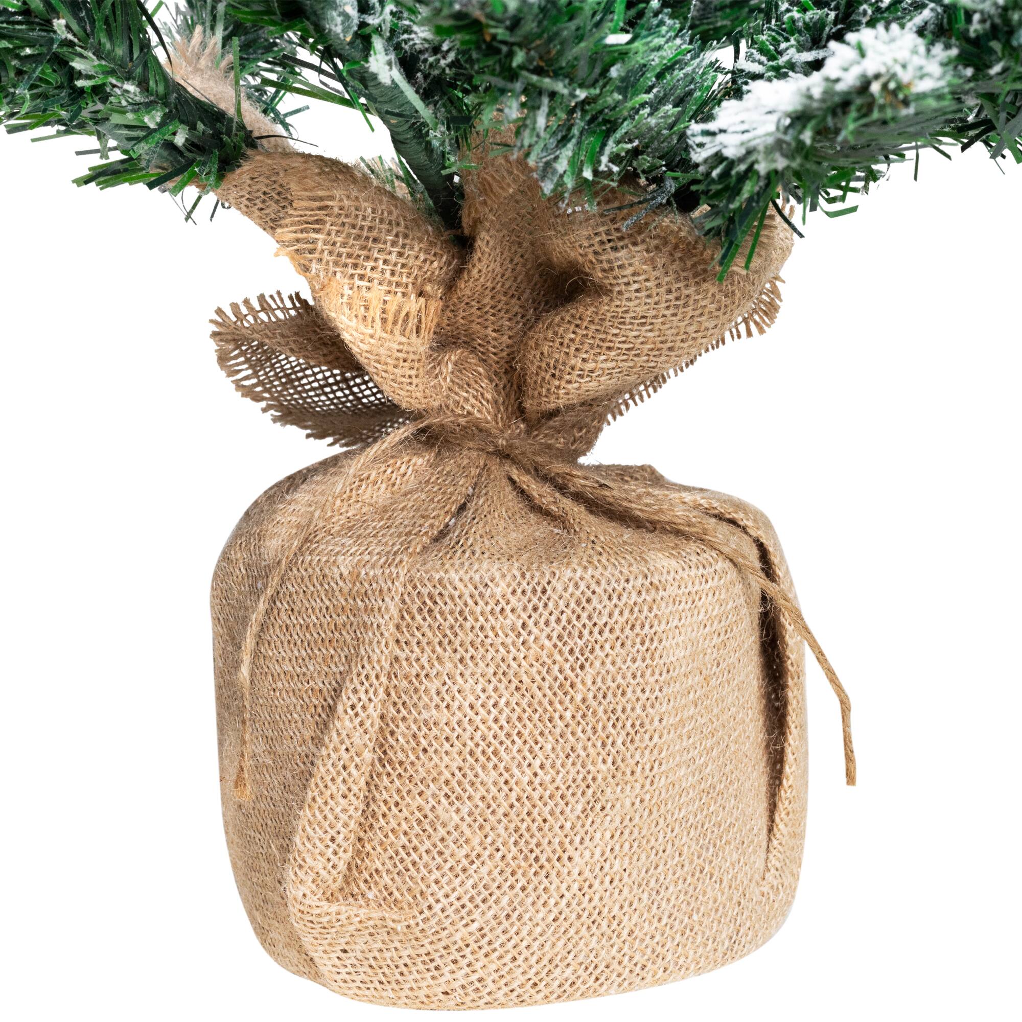 3.5ft. Unlit Frosted Pine Artificial Christmas Tree in Burlap Base 