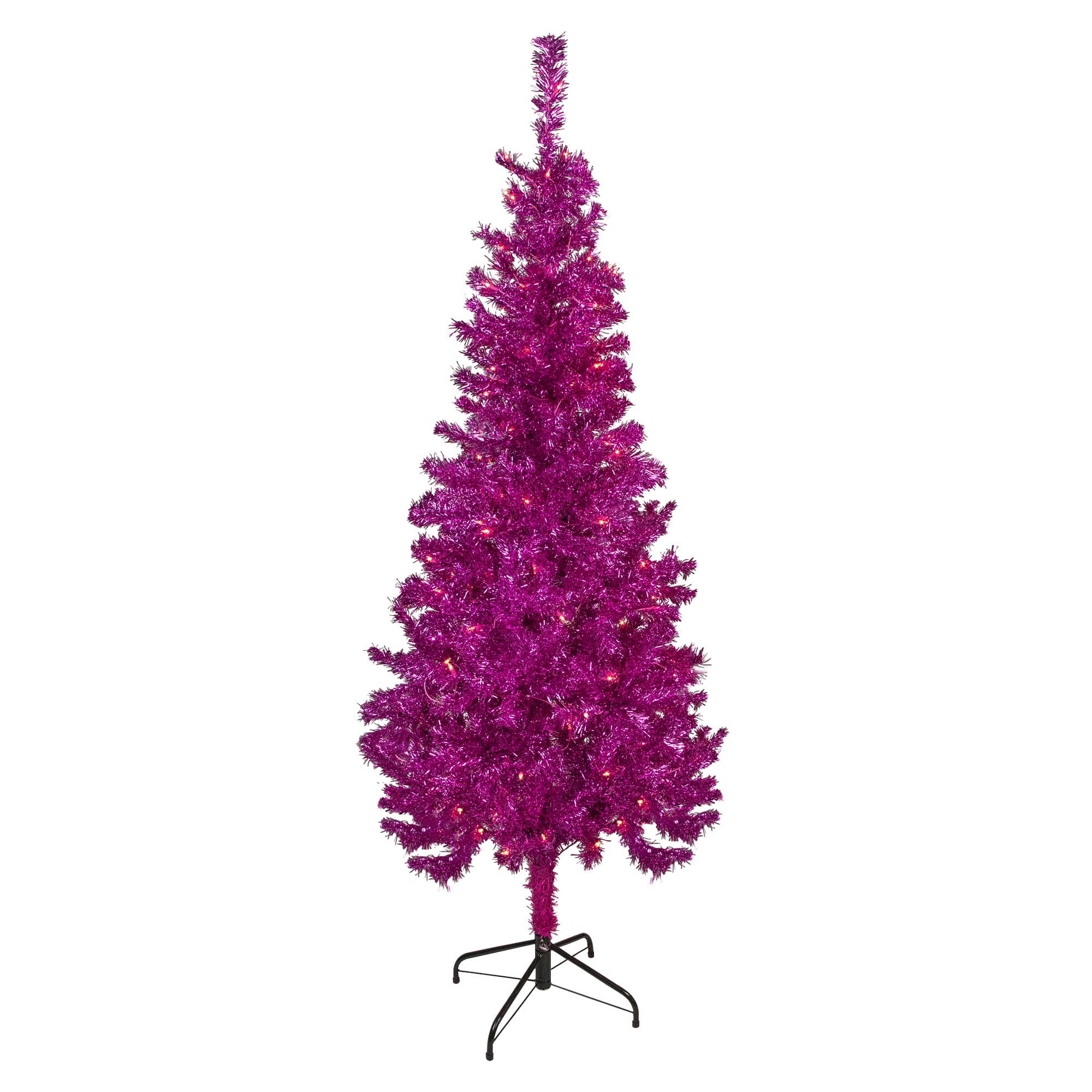 6ft. Pre-Lit Pink Tinsel Artificial Christmas Tree, Clear Lights