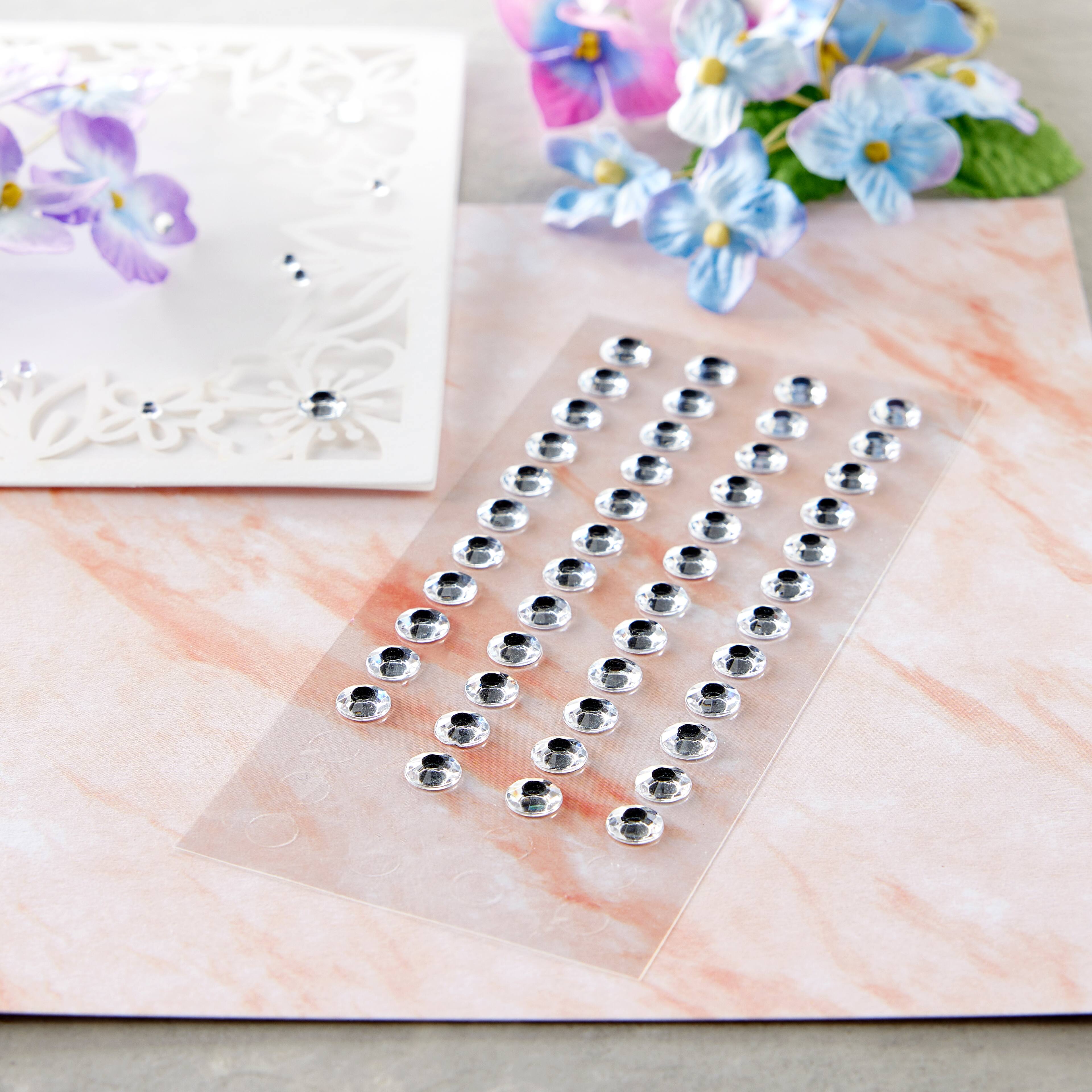 12 Packs: 102 ct. (1224 total) 3mm Clear Adhesive Rhinestones by Recollections™