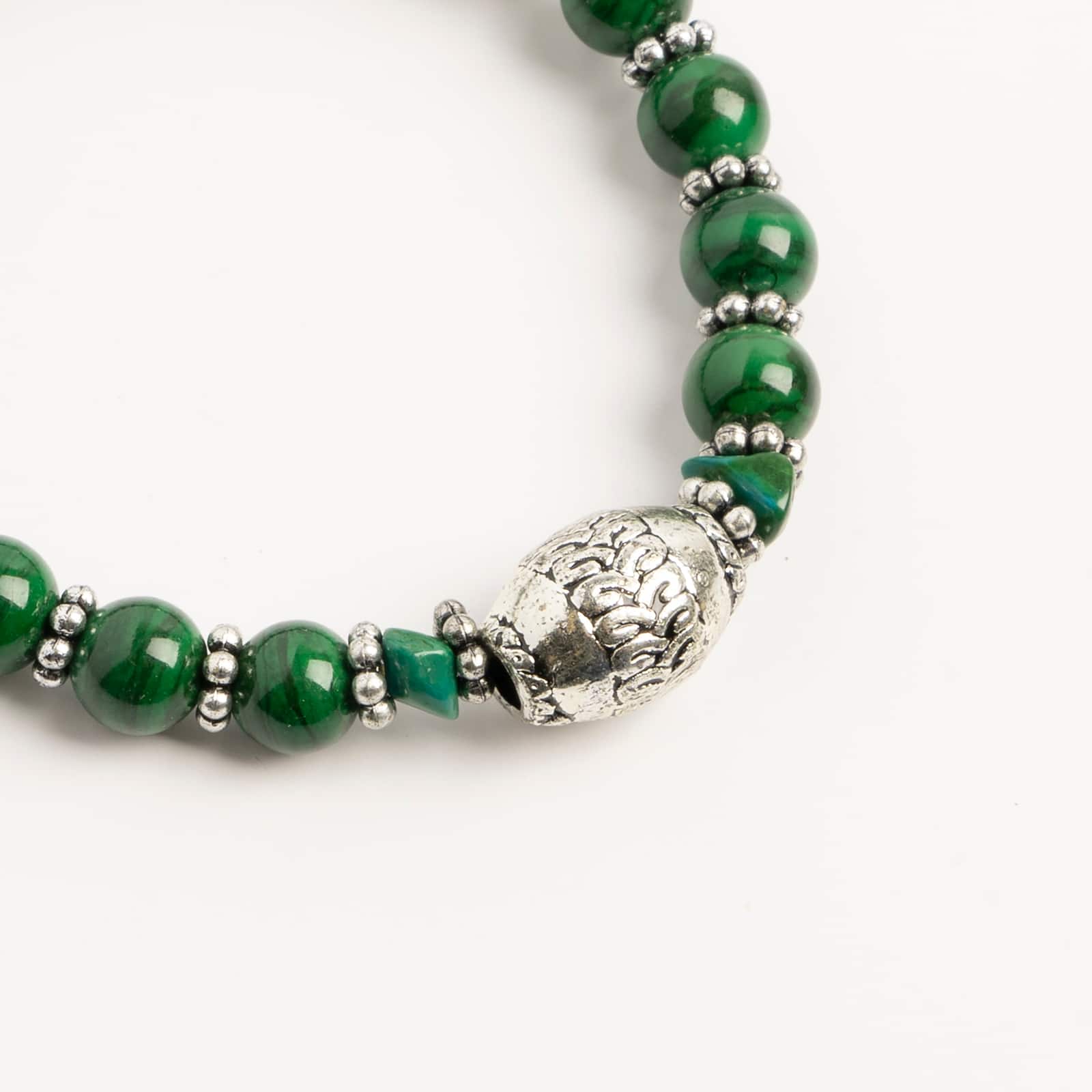 John Bead Malachite No.98 Natural Stone Stretch Bracelet