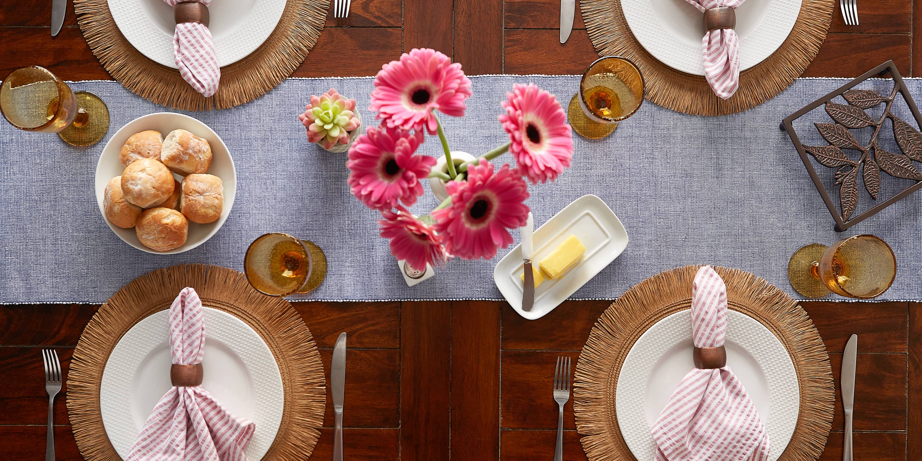 DII&#xAE; 72&#x22; Chambray Ribbed Cotton Table Runner