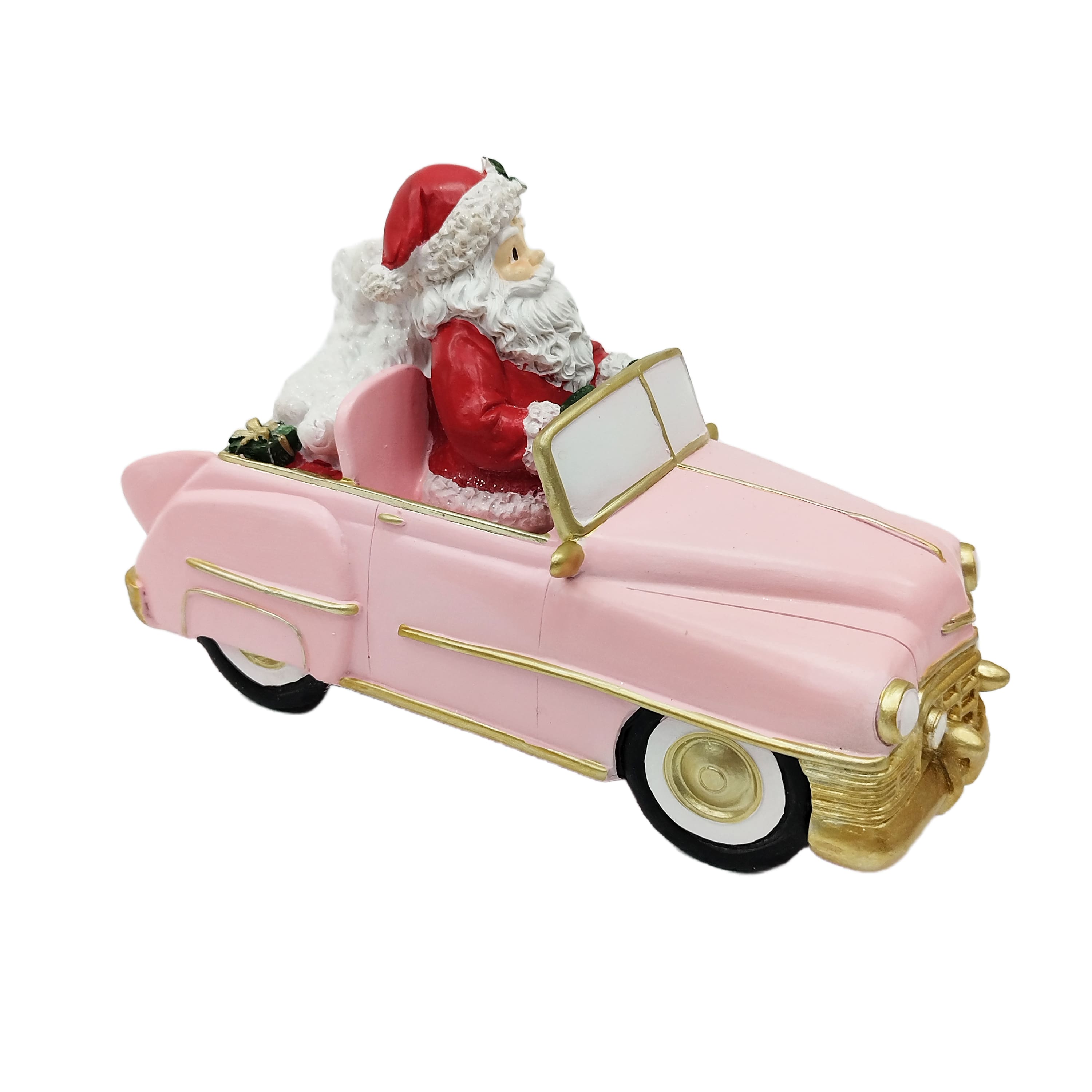 10&#x22; Santa &#x26; Poodles in Pink Car Tabletop D&#xE9;cor by Ashland&#xAE;