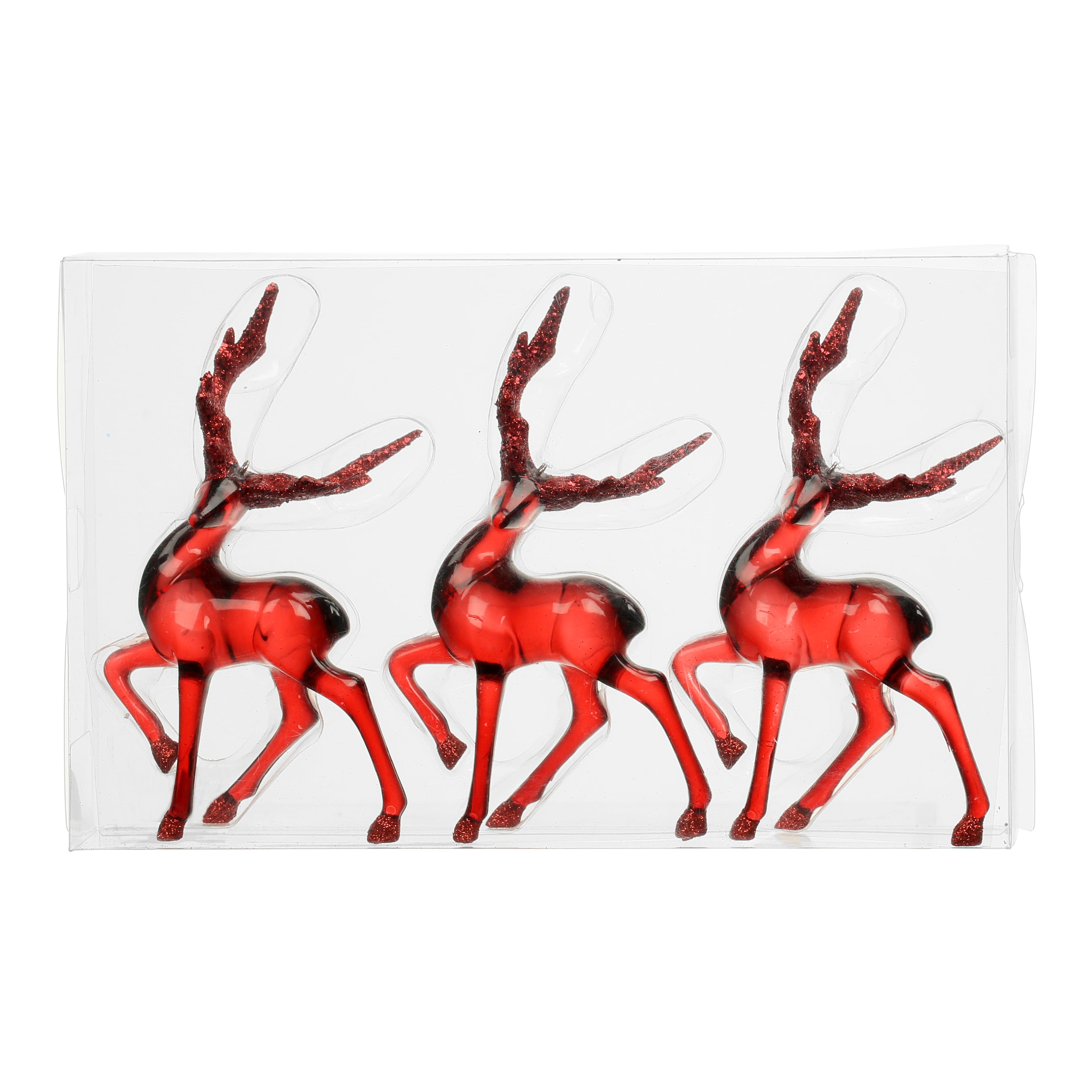 3 Pack 6.3&#x22; Red Reindeer Shatterproof Ornaments by Ashland&#xAE;