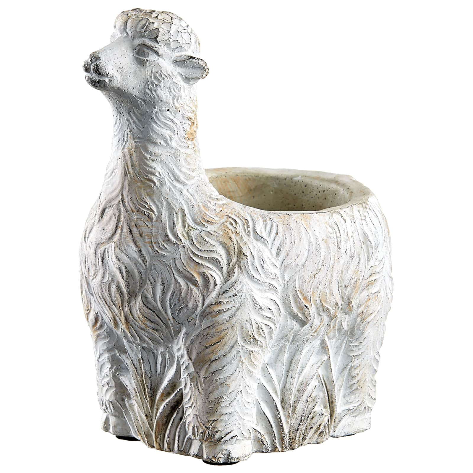 6 Pack: 7&#x22; Antique White Distressed Llama Planter