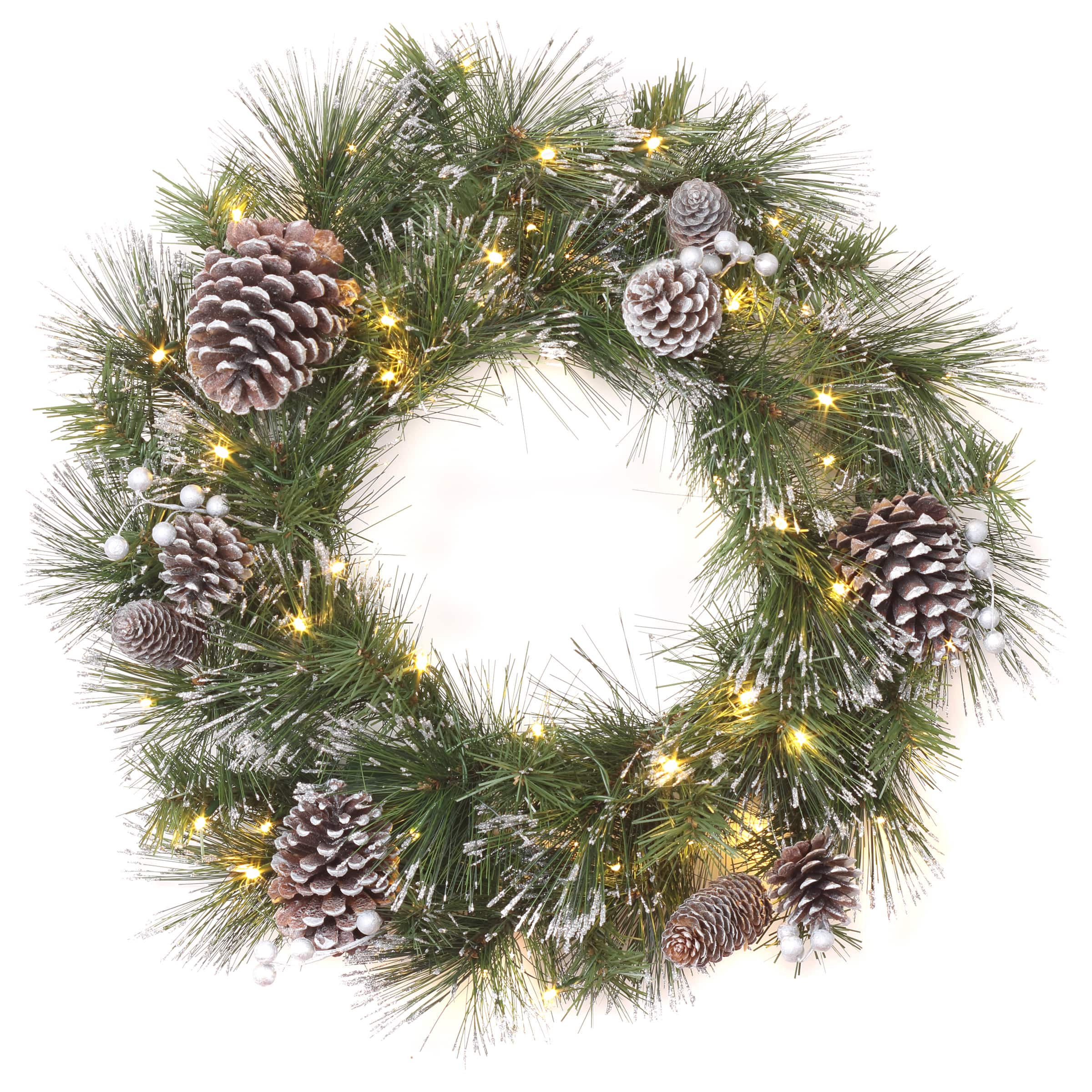 24'' LED Whitter Pine Wreath