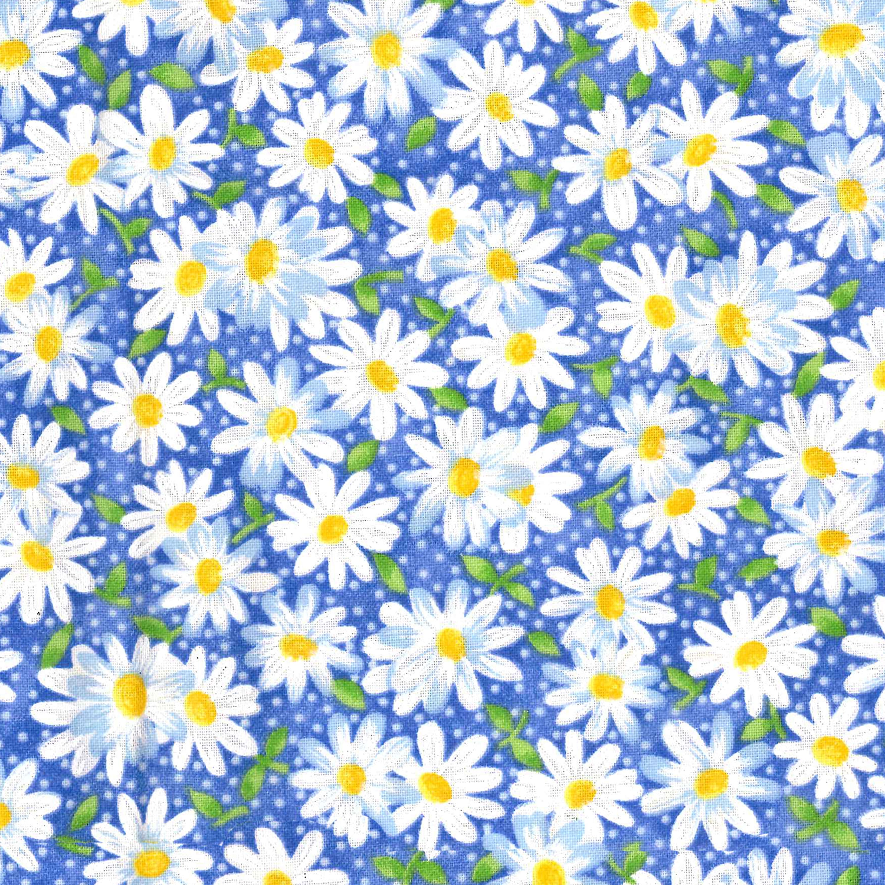 Fabric Traditions White Packed Daisies Cotton Fabric