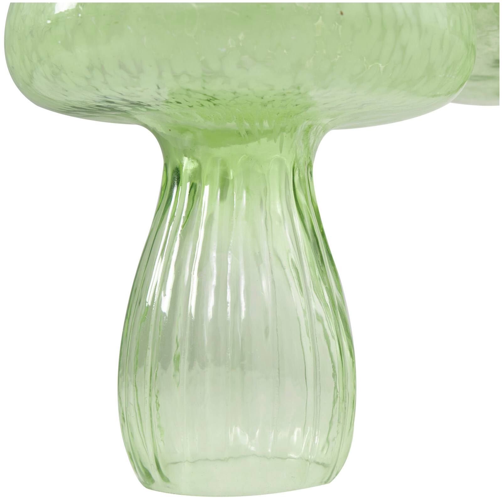 Green Textured Glass Mushroom Sculpture Set