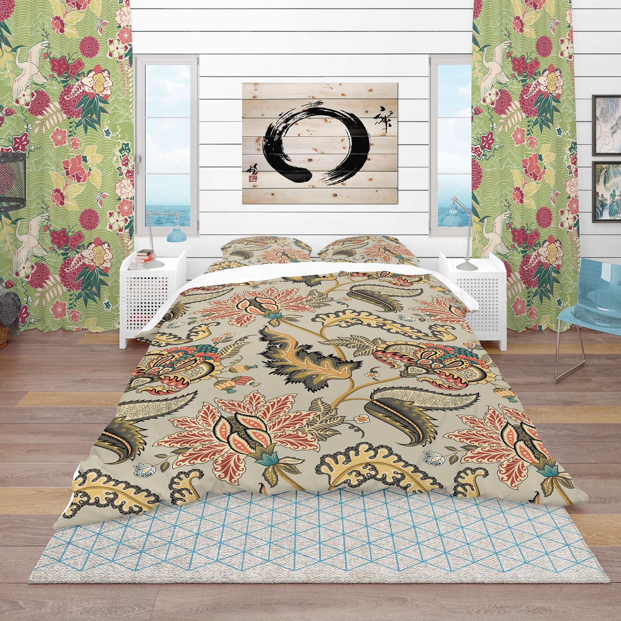 Designart &#x27;Vintage Indian Floral Pattern&#x27; Tropical Bedding Set - Duvet Cover &#x26; Shams