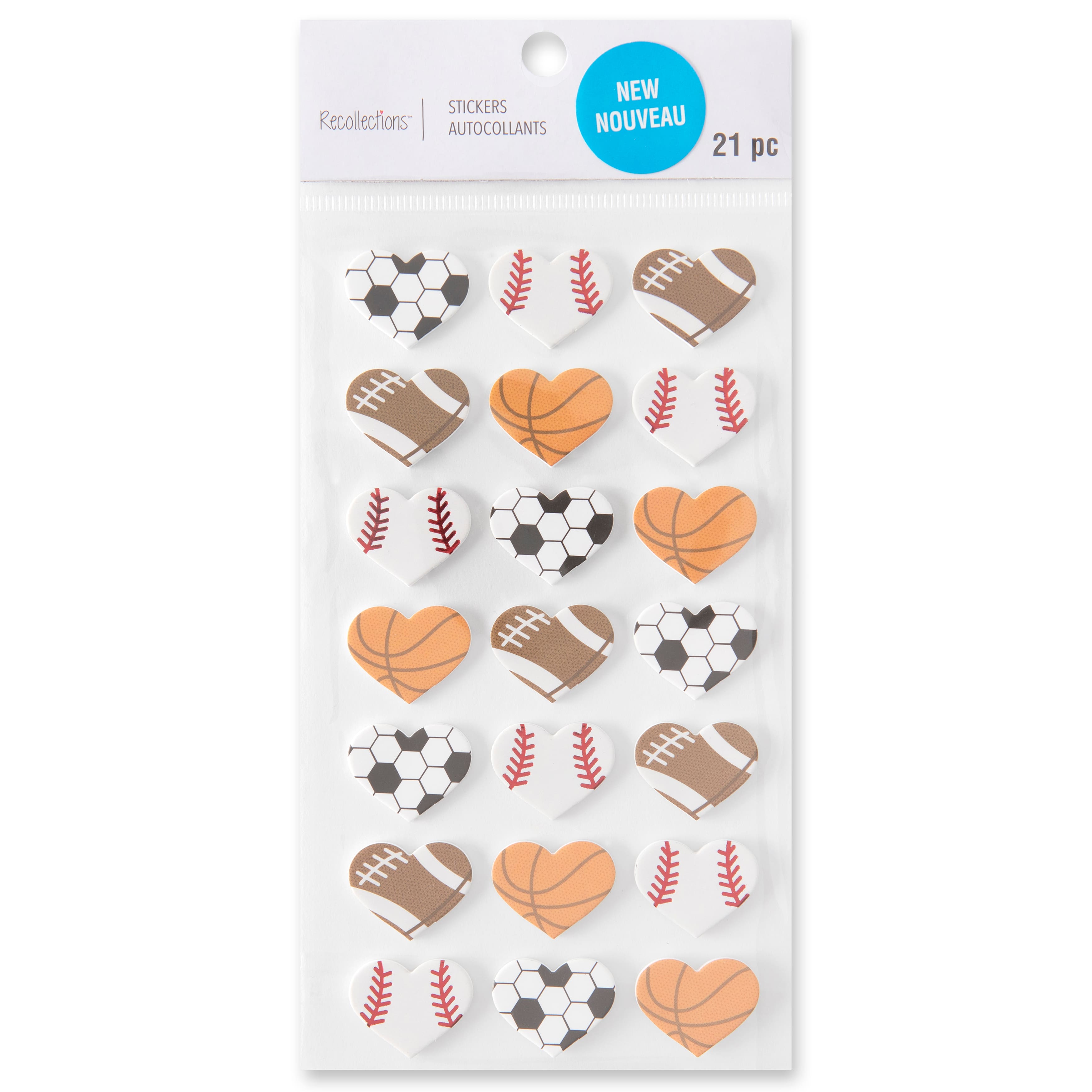 Heart Sports Ball Dimensional Stickers by Recollections&#x2122;