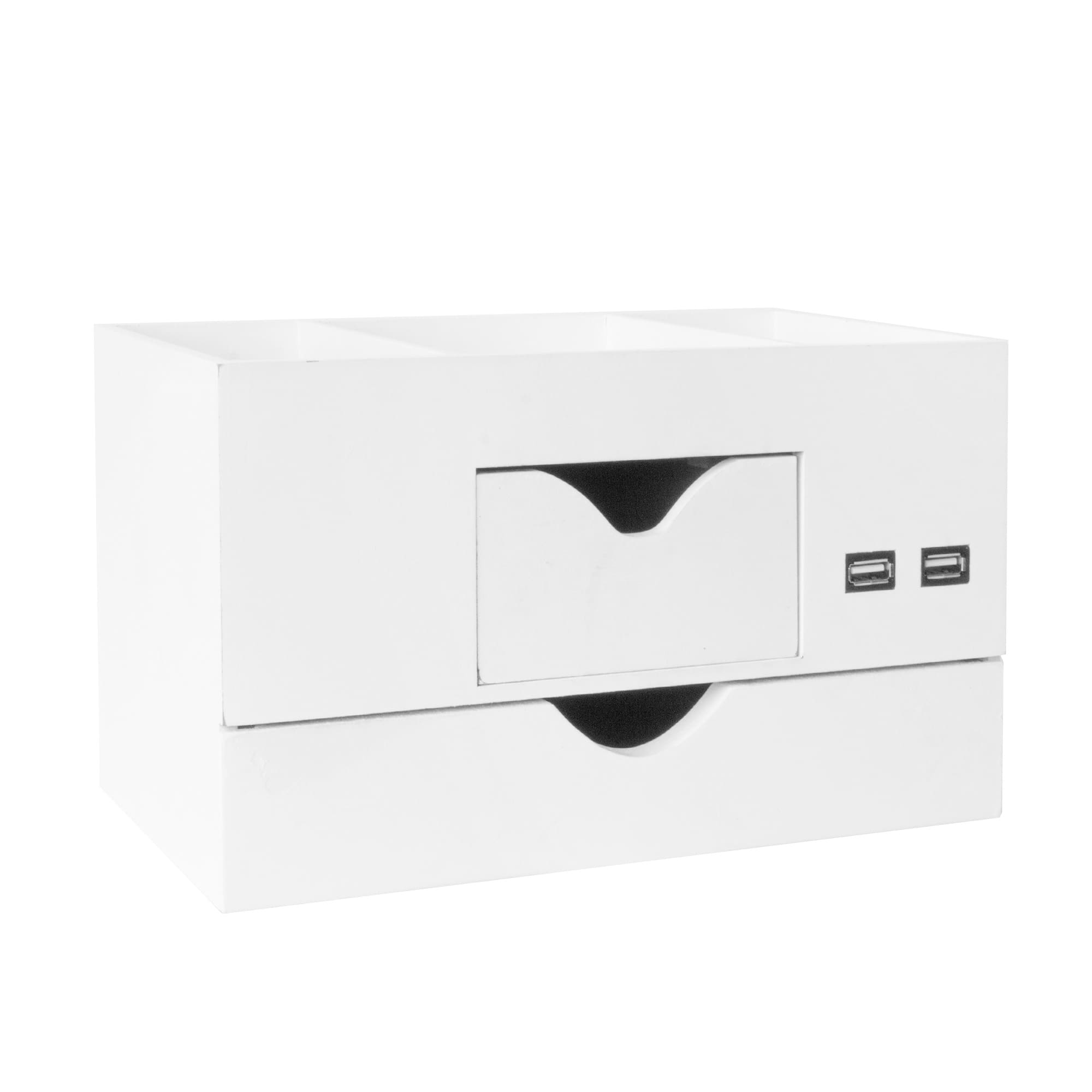 American Art D&#xE9;cor&#x2122; 3-Tier White Desk Organizer with USB Port