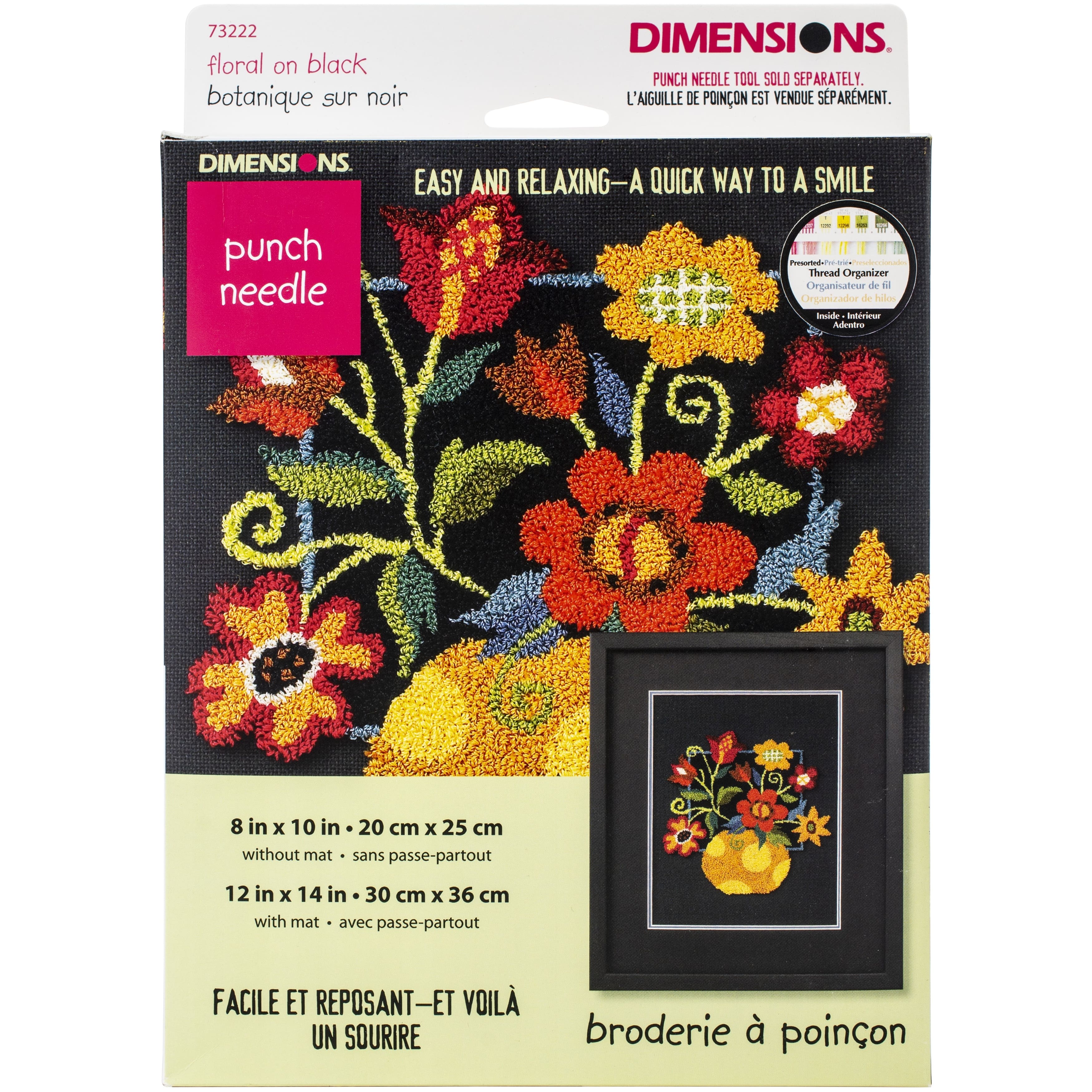 Dimensions&#xAE; Floral On Black Punch Needle Kit