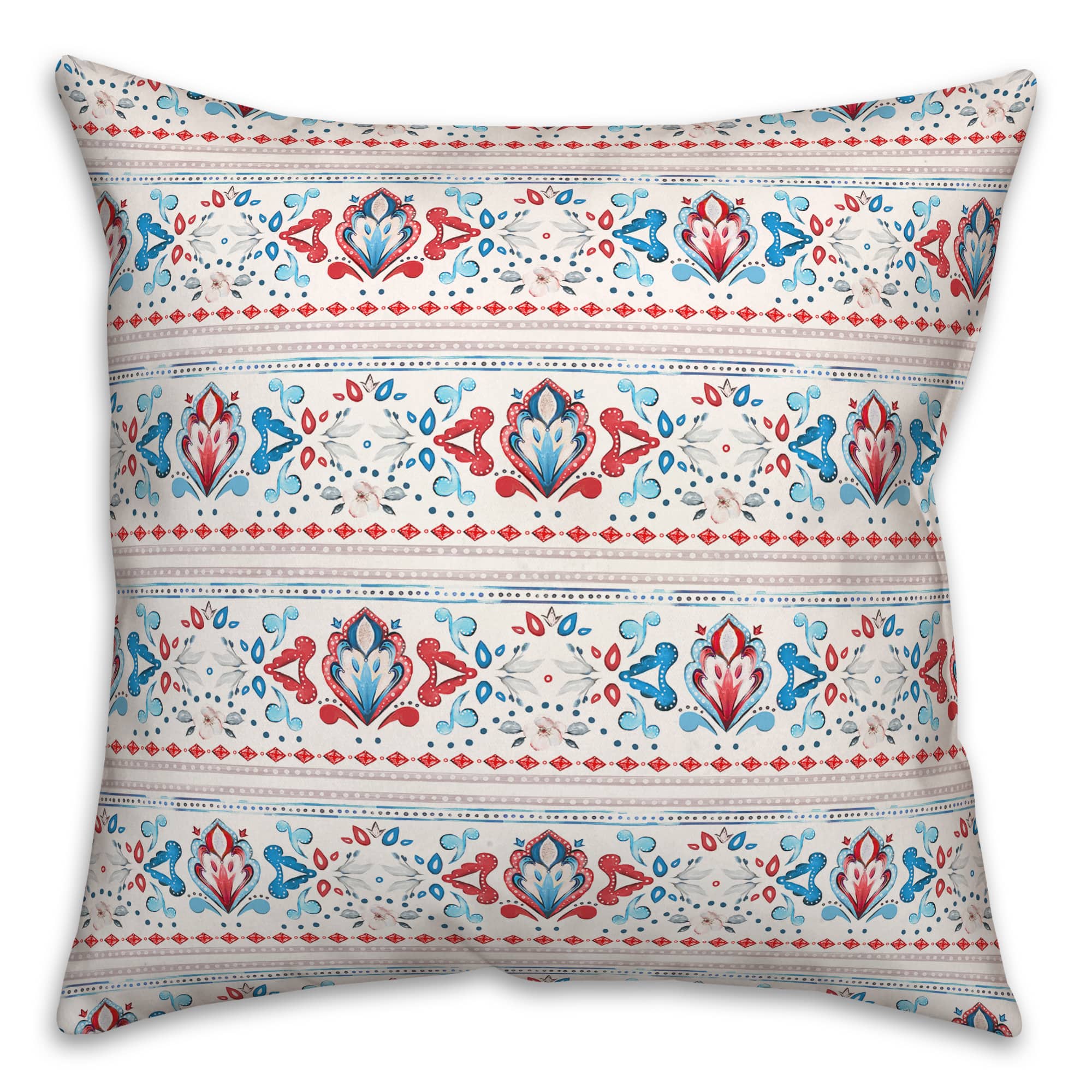 Patriotic Watercolor Paisley Pattern Indoor/Outdoor Pillow