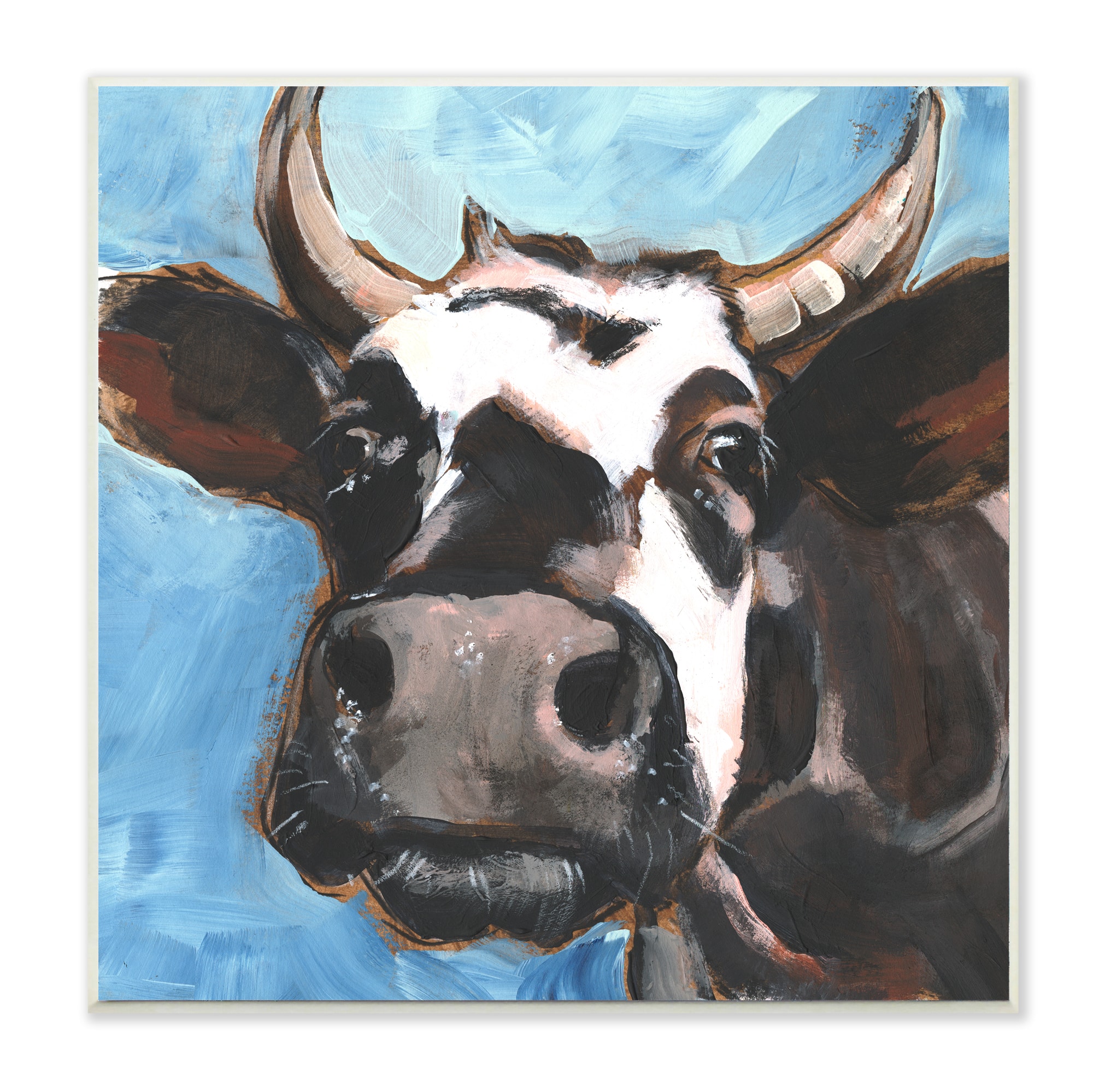 Stupell Industries Farm Cattle Close Up Countryside Animal Portrait,12" x 12"