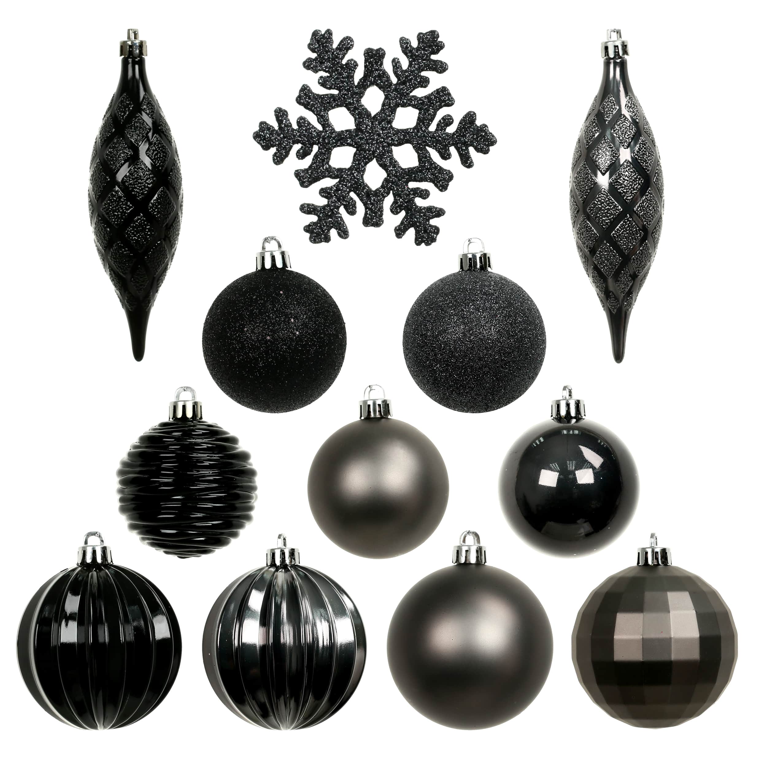 34 Pack Black &#x26; Gun Metal Silent Night Shatterproof Ornaments by Ashland&#xAE;