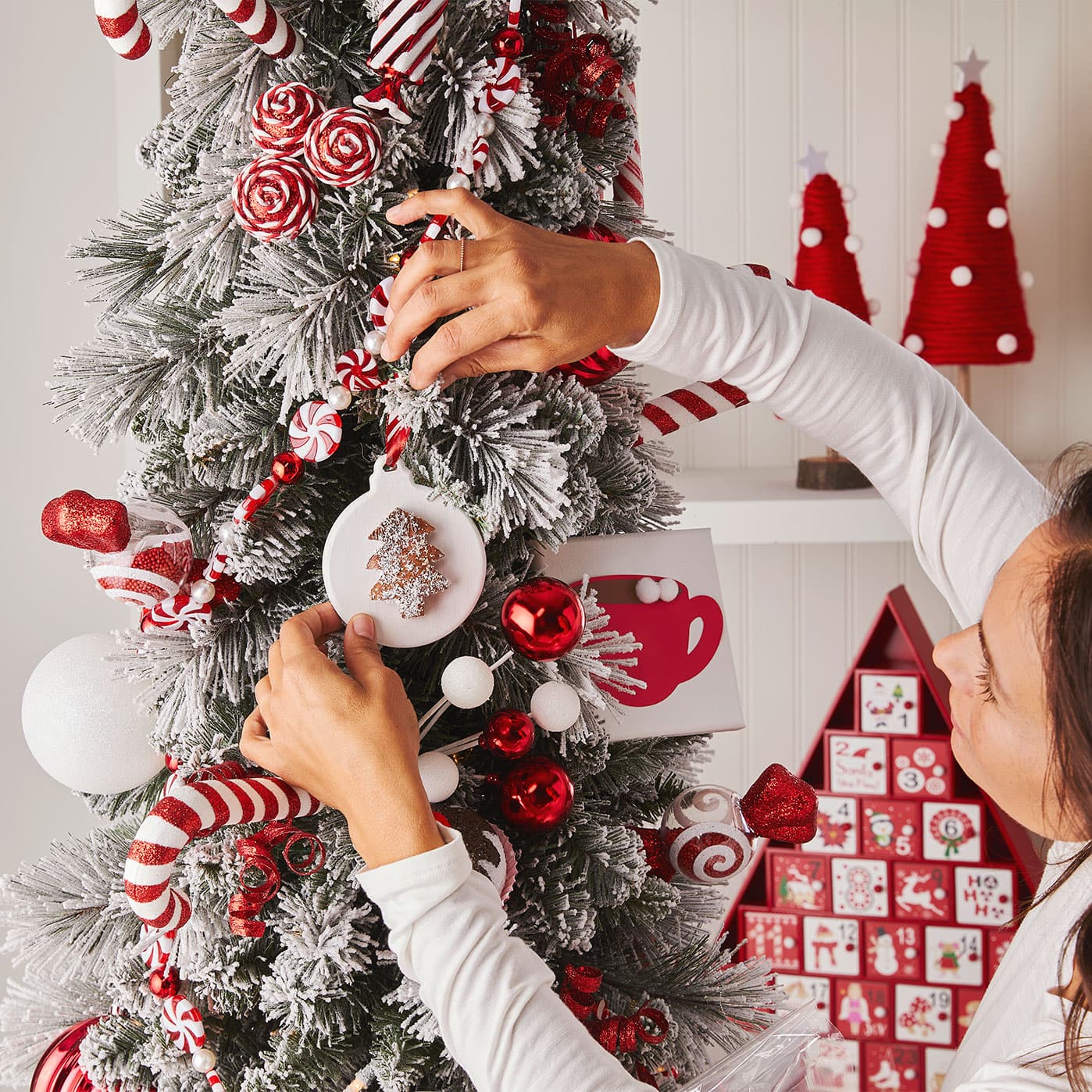 Ceramic and Wood Tree Christmas Ornament