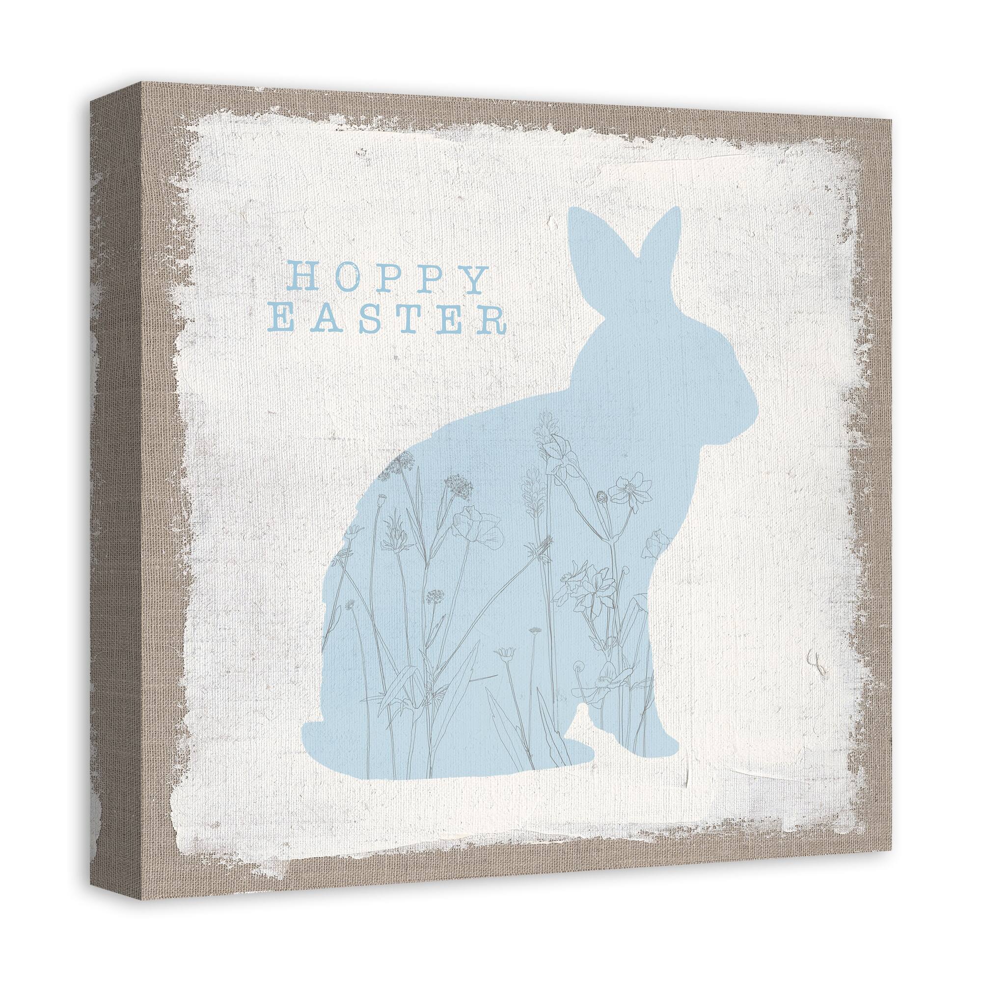 Hoppy Easter Bunny Silhouette 16" x 16" Canvas Wall Art