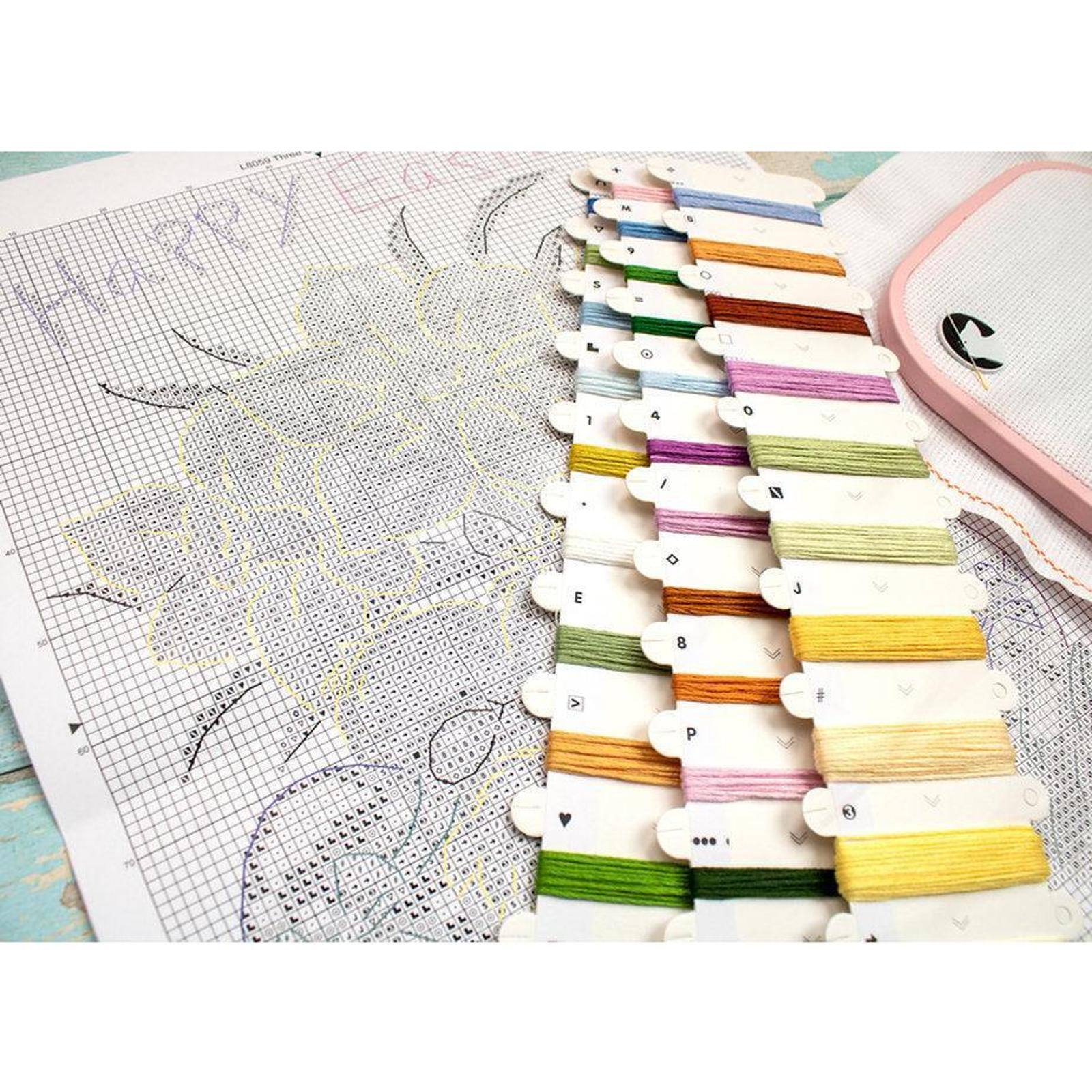 LetiStitch Three Chicks with Daffodils & Egg Counted Cross Stitch Kit