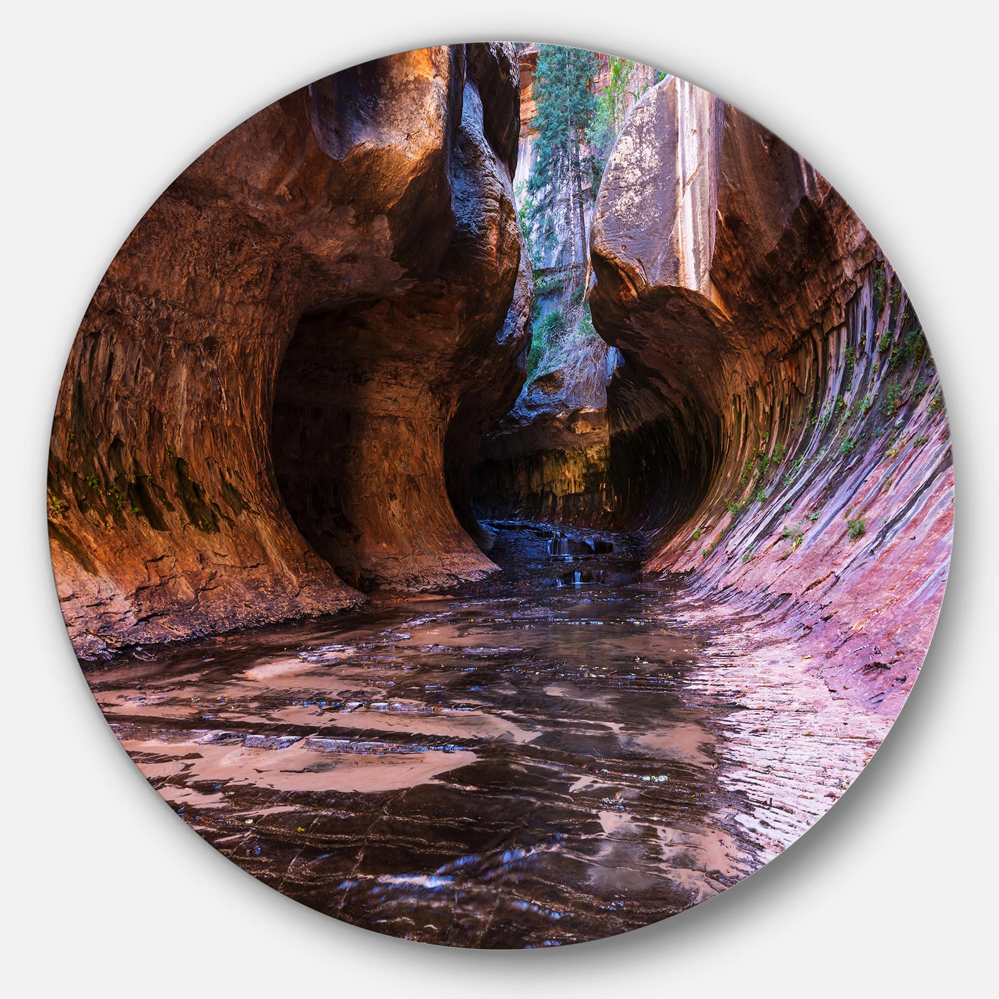 Designart - Cave in Zion National Park Utah' Landscape Oversized Metal Circle Wall Art