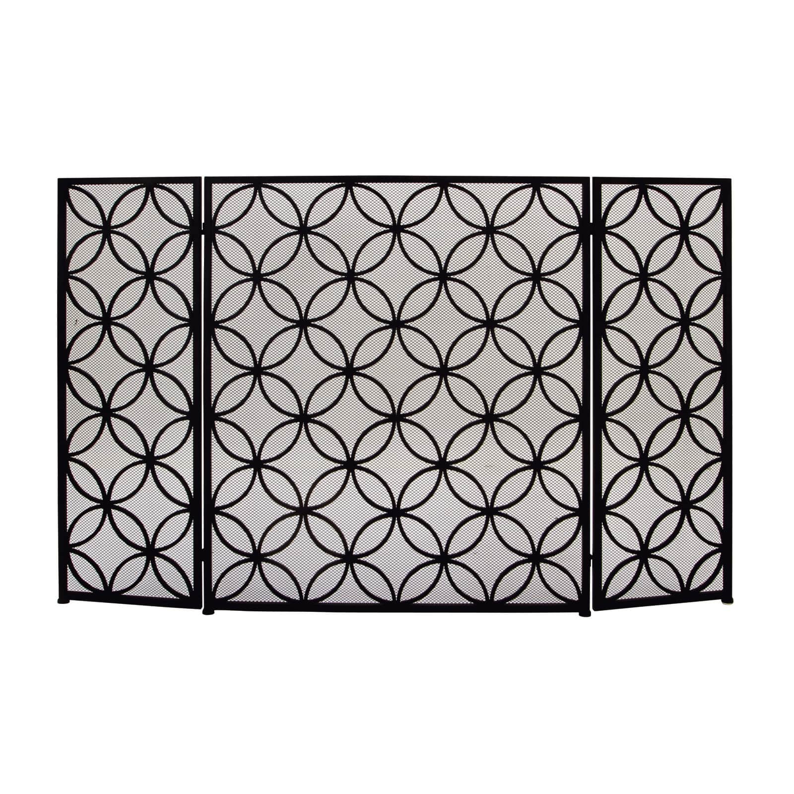 Black Metal Modern Fireplace Screen