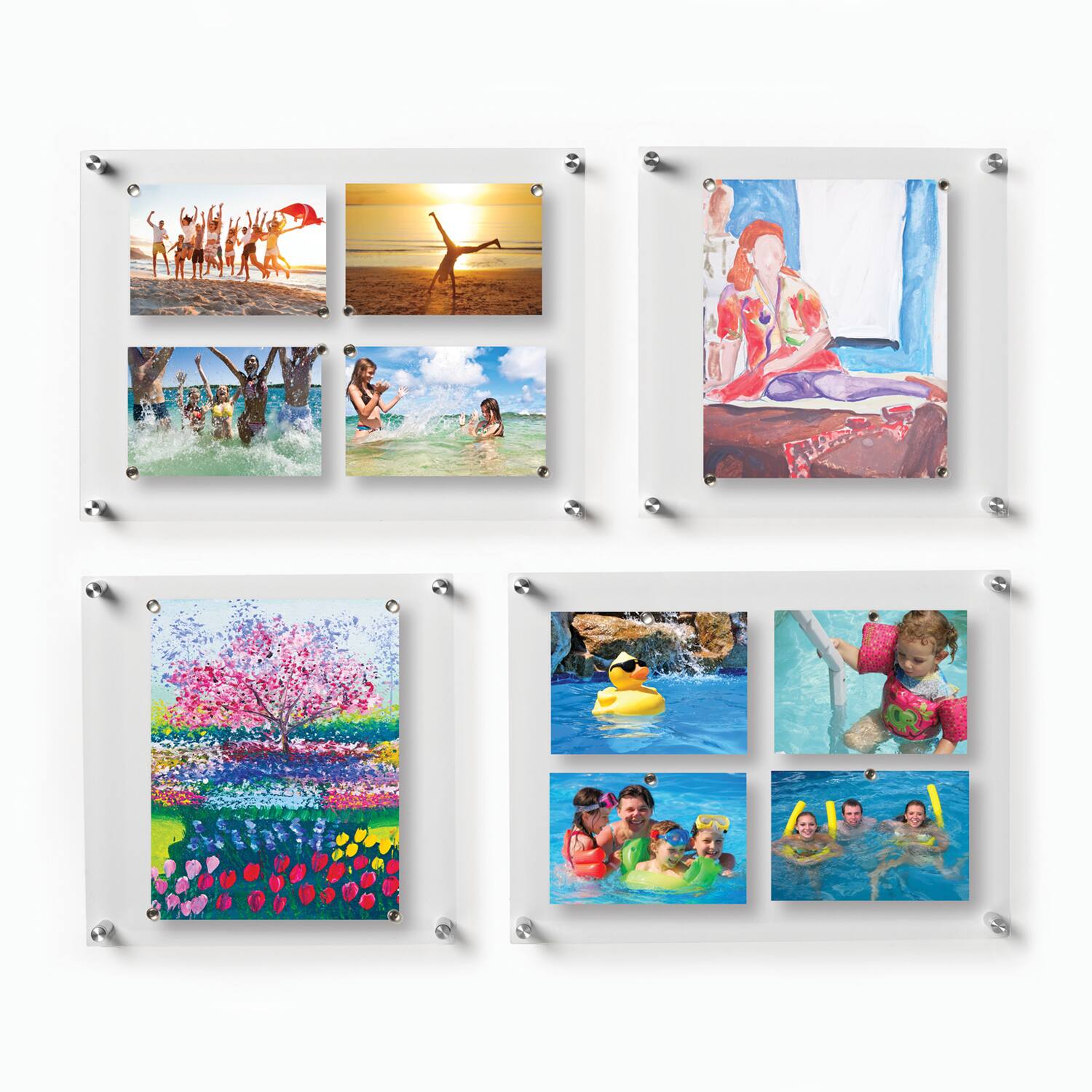Wexel Art Mixed Single Panel Acrylic Floating Wall Frames & Magnets Set of 4