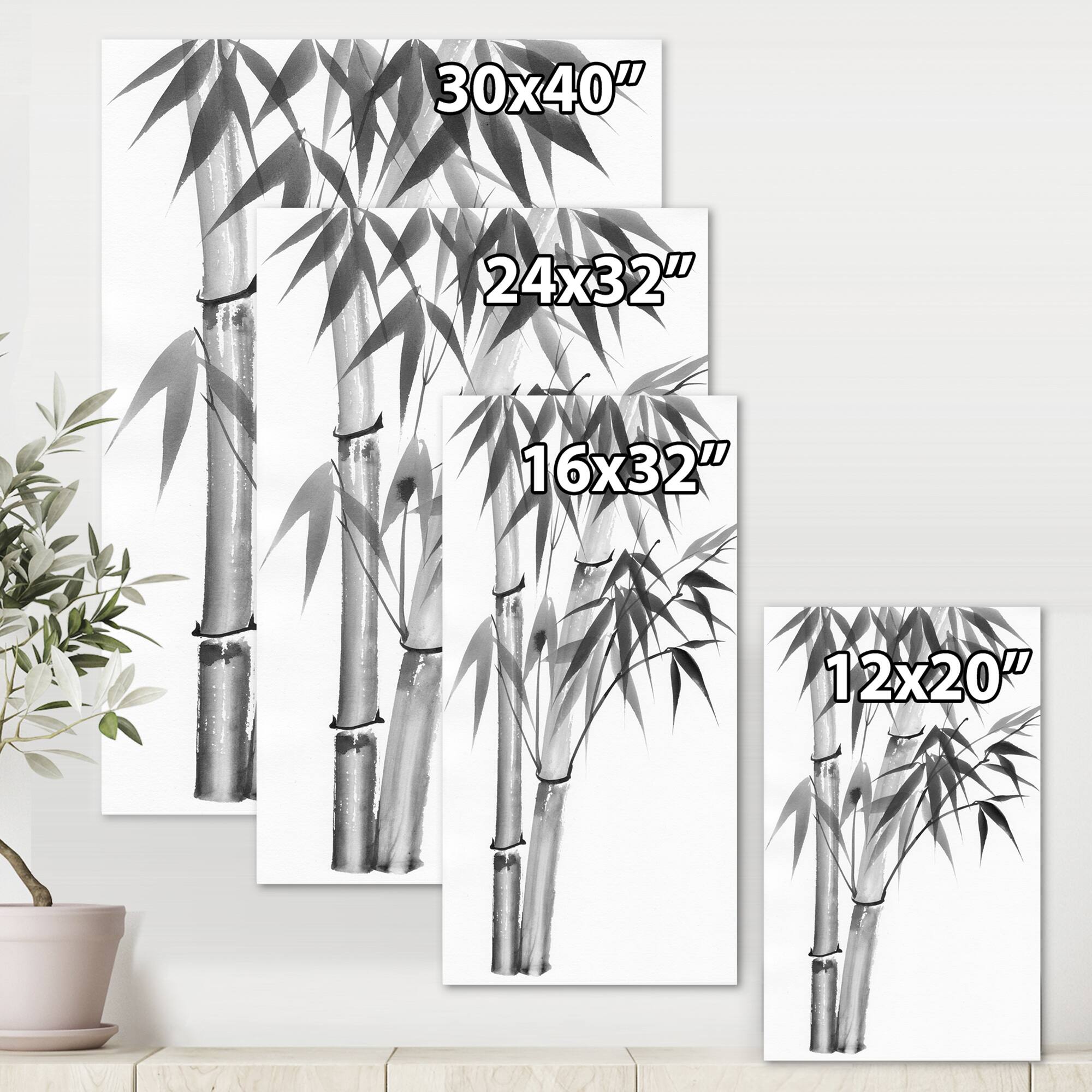 Designart - Vintage Monochrome Bamboo - Traditional Canvas Wall Art Print