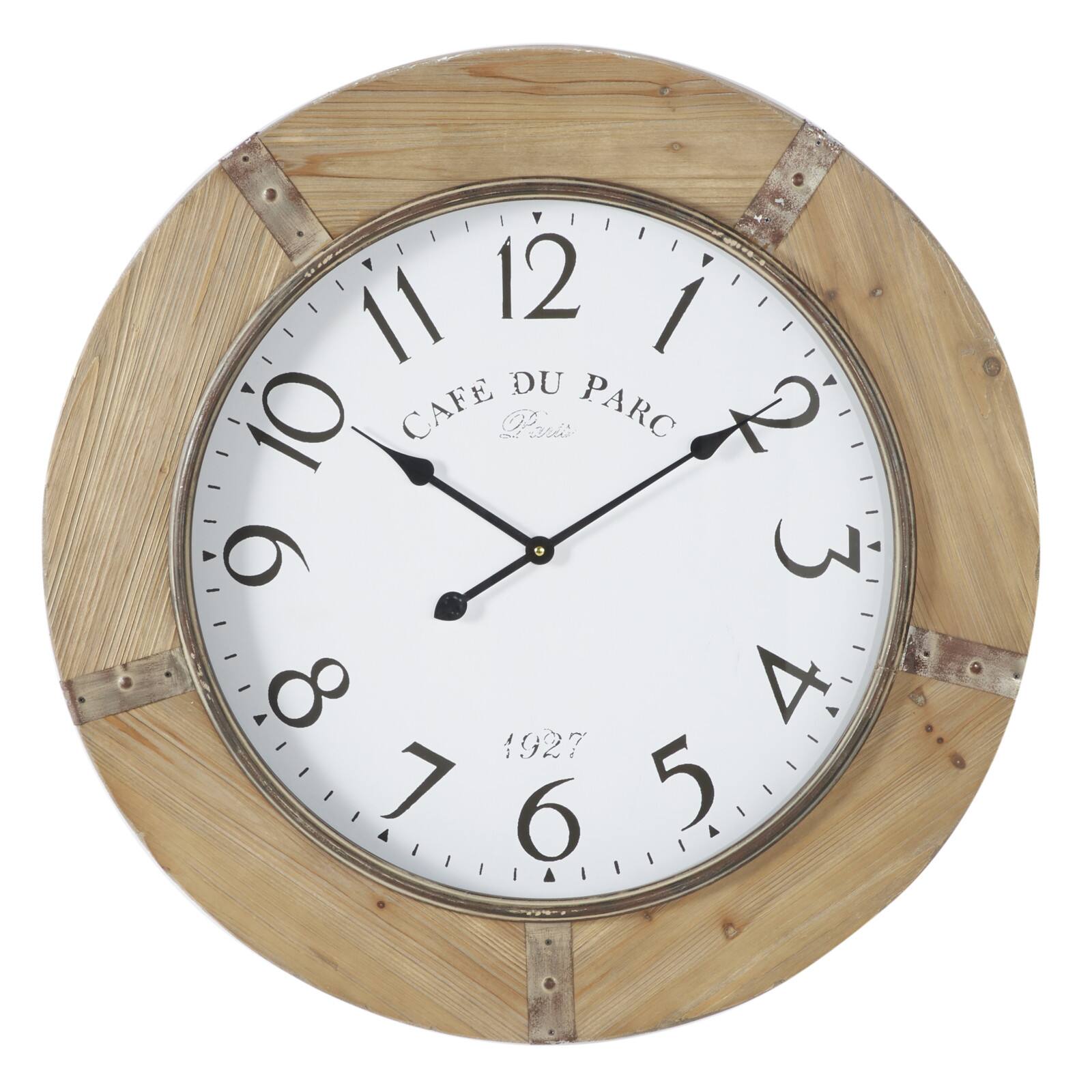 Brown Rustic Wood Wall Clock, 32" x 32"