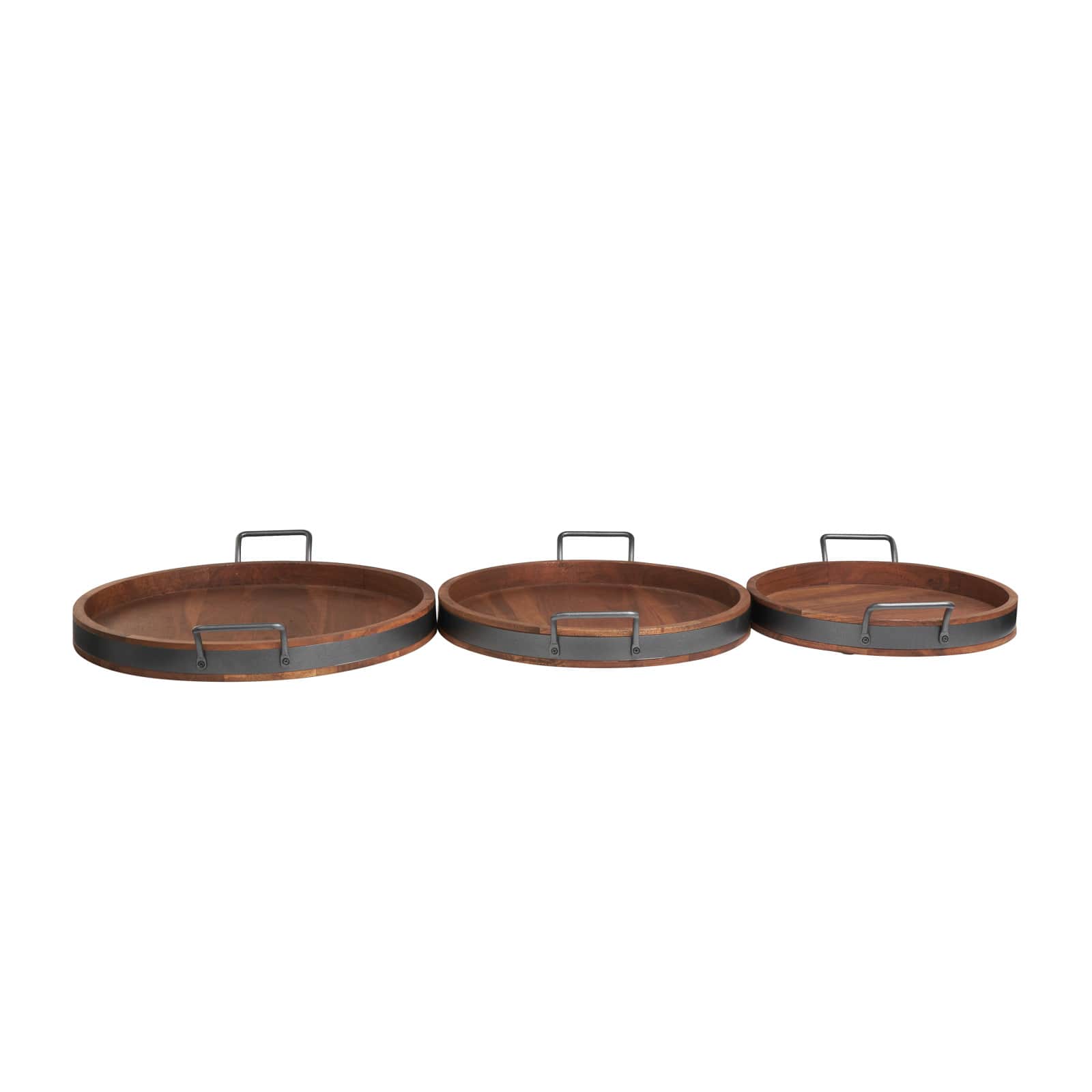 Round Wood Decorative Nesting Tray Set