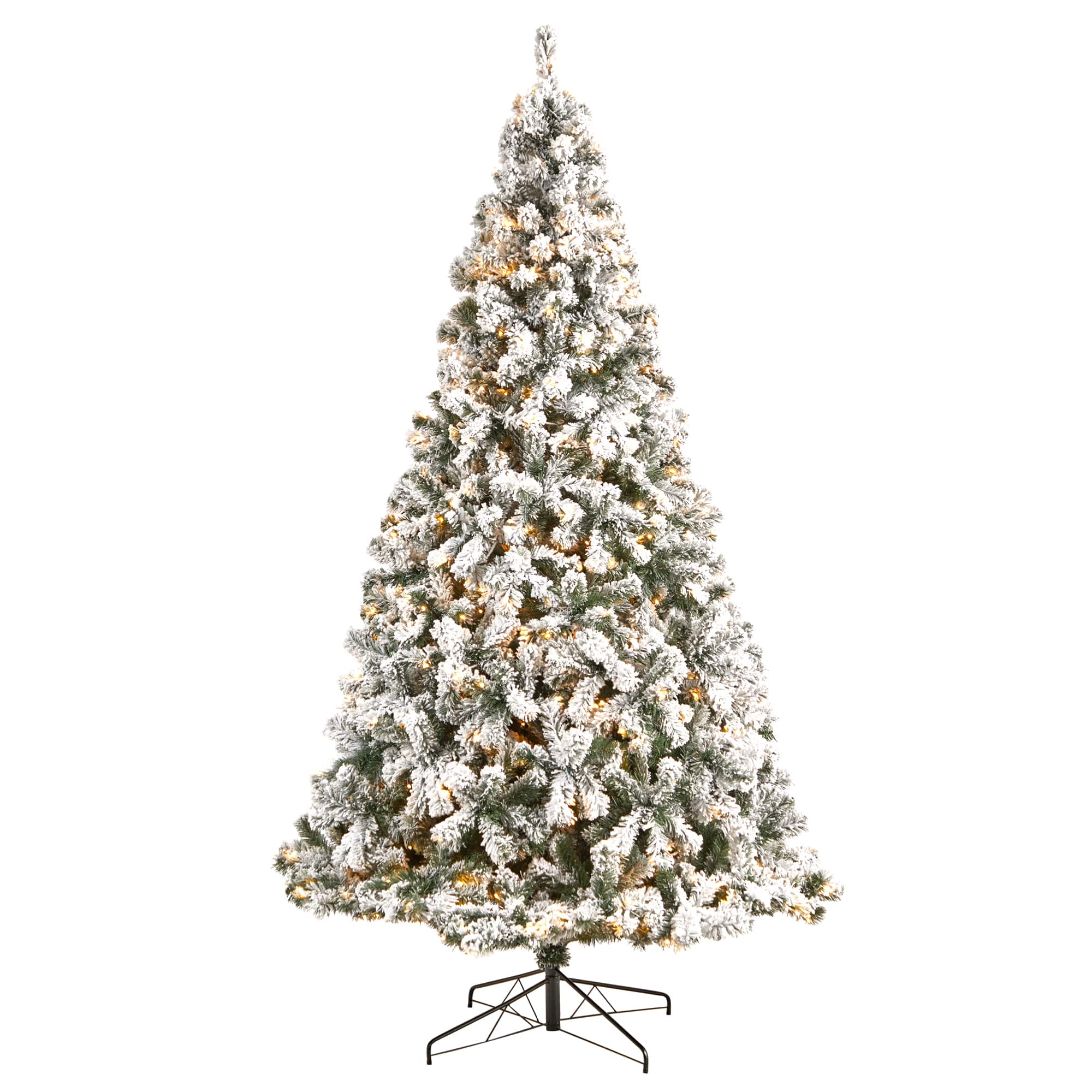 9ft. Pre-Lit Flocked West Virginia Fir Artificial Christmas Tree, Clear LED Lights