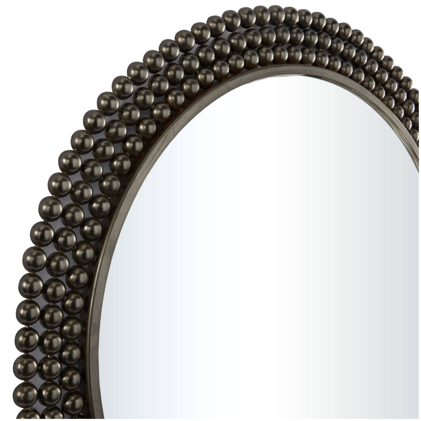 CosmoLiving by Cosmopolitan Black Metal Ball Wall Mirror with Beaded Detailing 32&#x22; x 1&#x22; x 32&#x22;